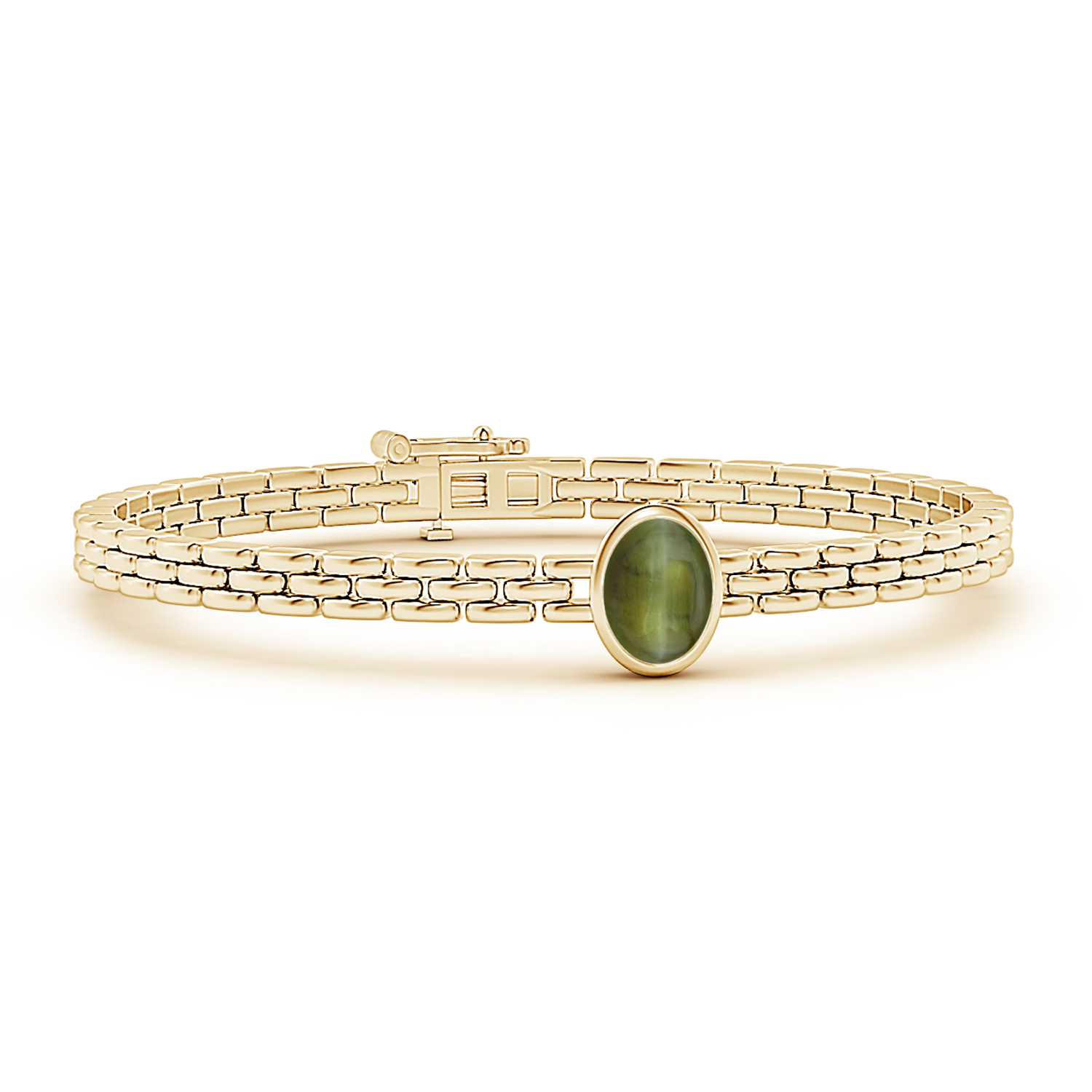 Oval Cat's Eye (Lehsunia) Link Chain Bracelet