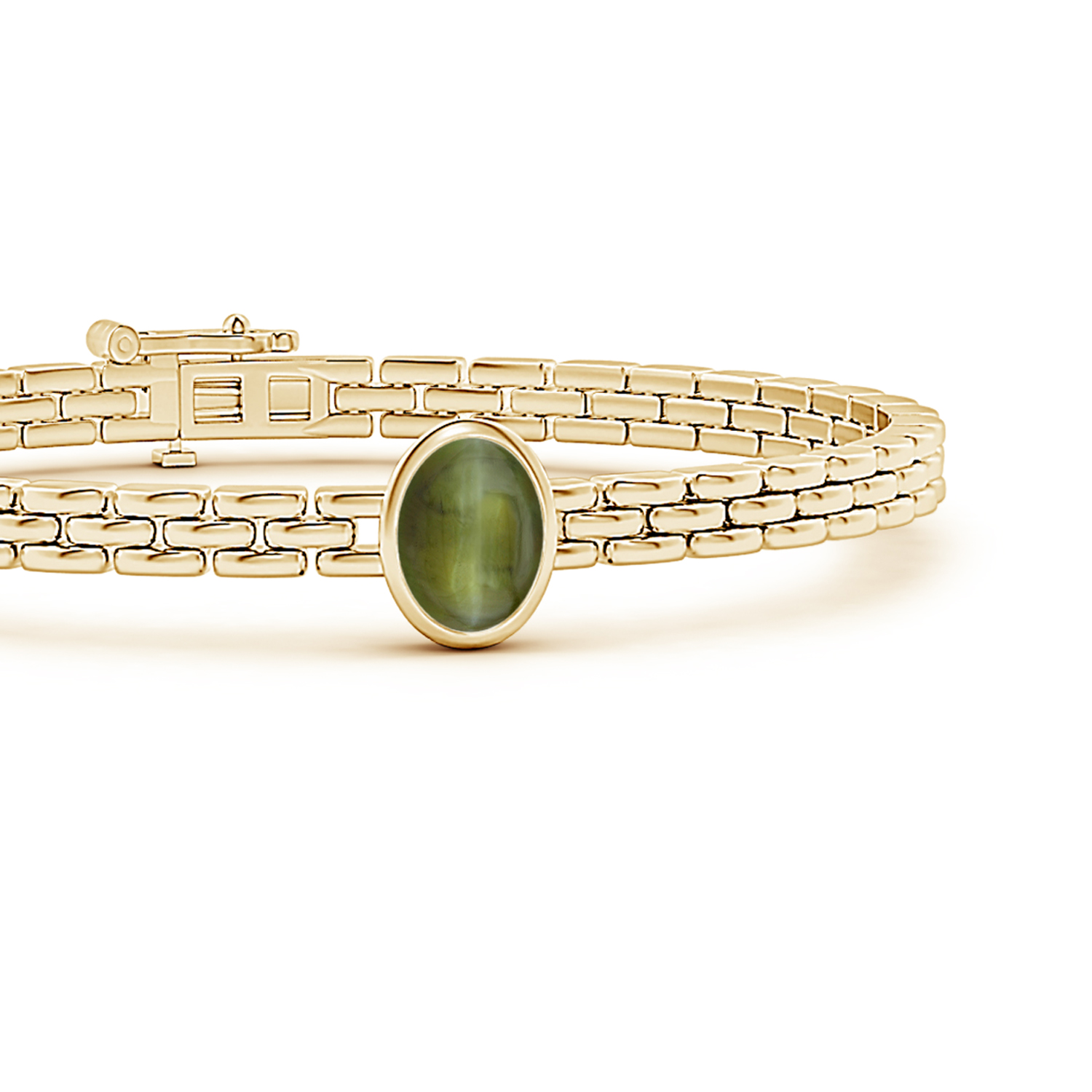 Oval Cat's Eye (Lehsunia) Link Chain Bracelet