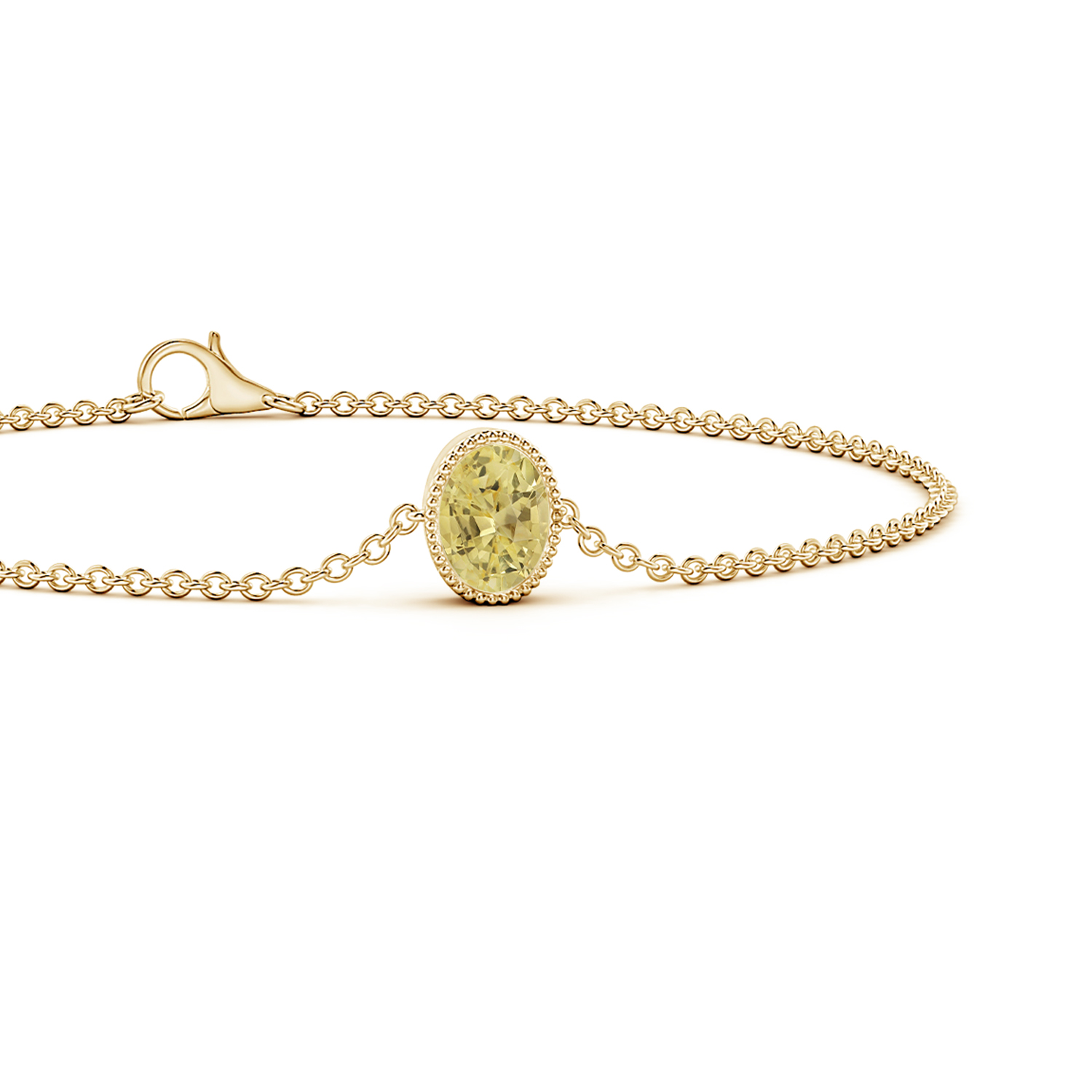 Bezel-Set Oval Yellow Sapphire (Pukhraj) Solitaire Chain Bracelet