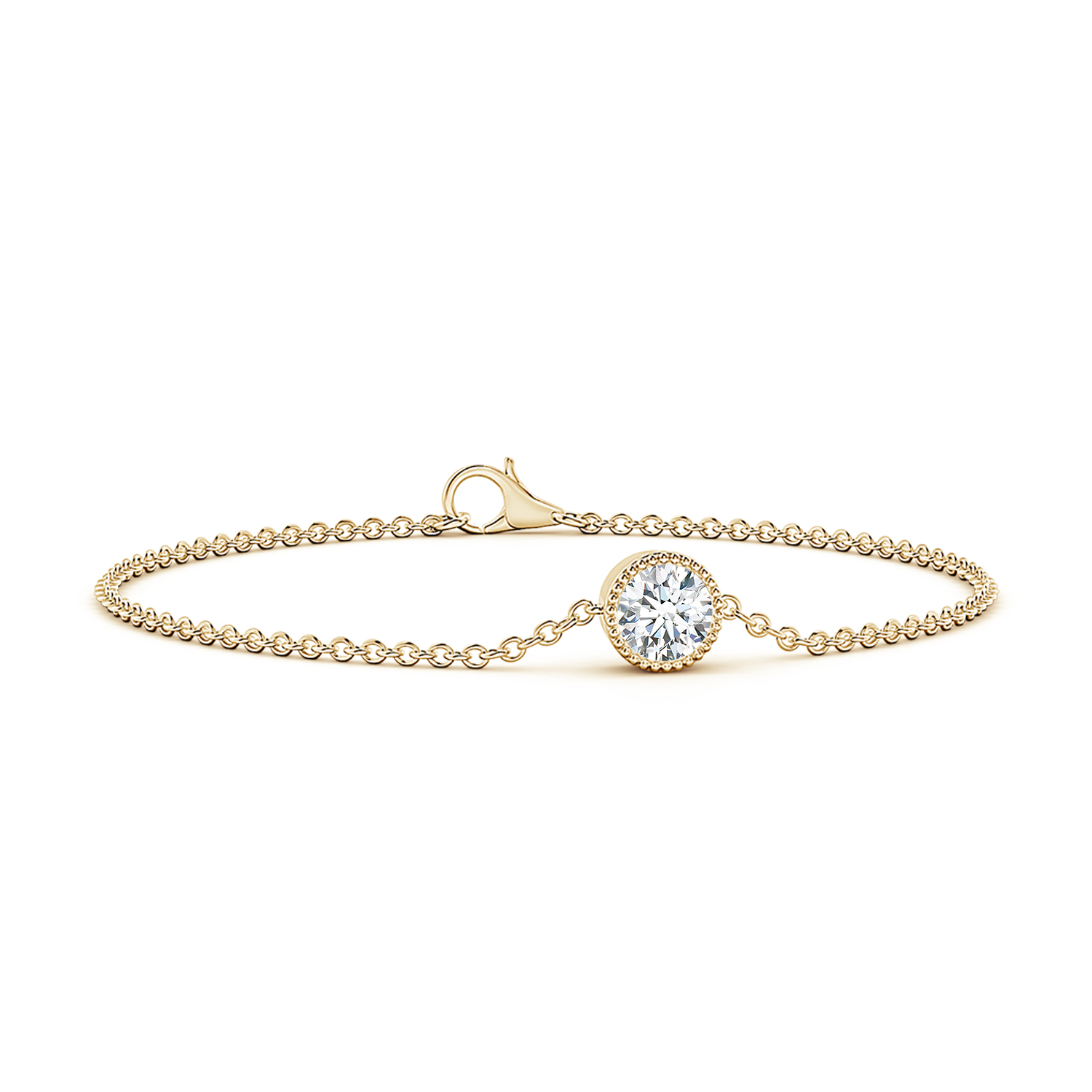 Bezel-Set Round Diamond (Heera) Solitaire Chain Bracelet