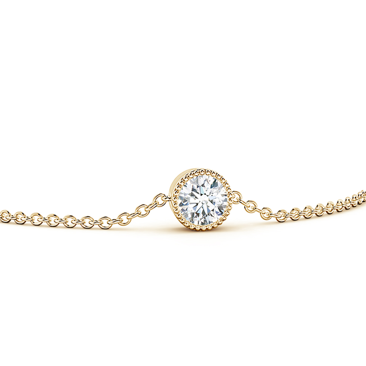 Bezel-Set Round Diamond (Heera) Solitaire Chain Bracelet