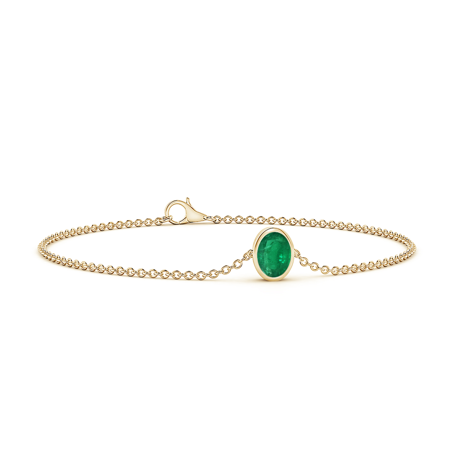 Oval Emerald (Panna) Station Bracelet with Bezel-Set Accents