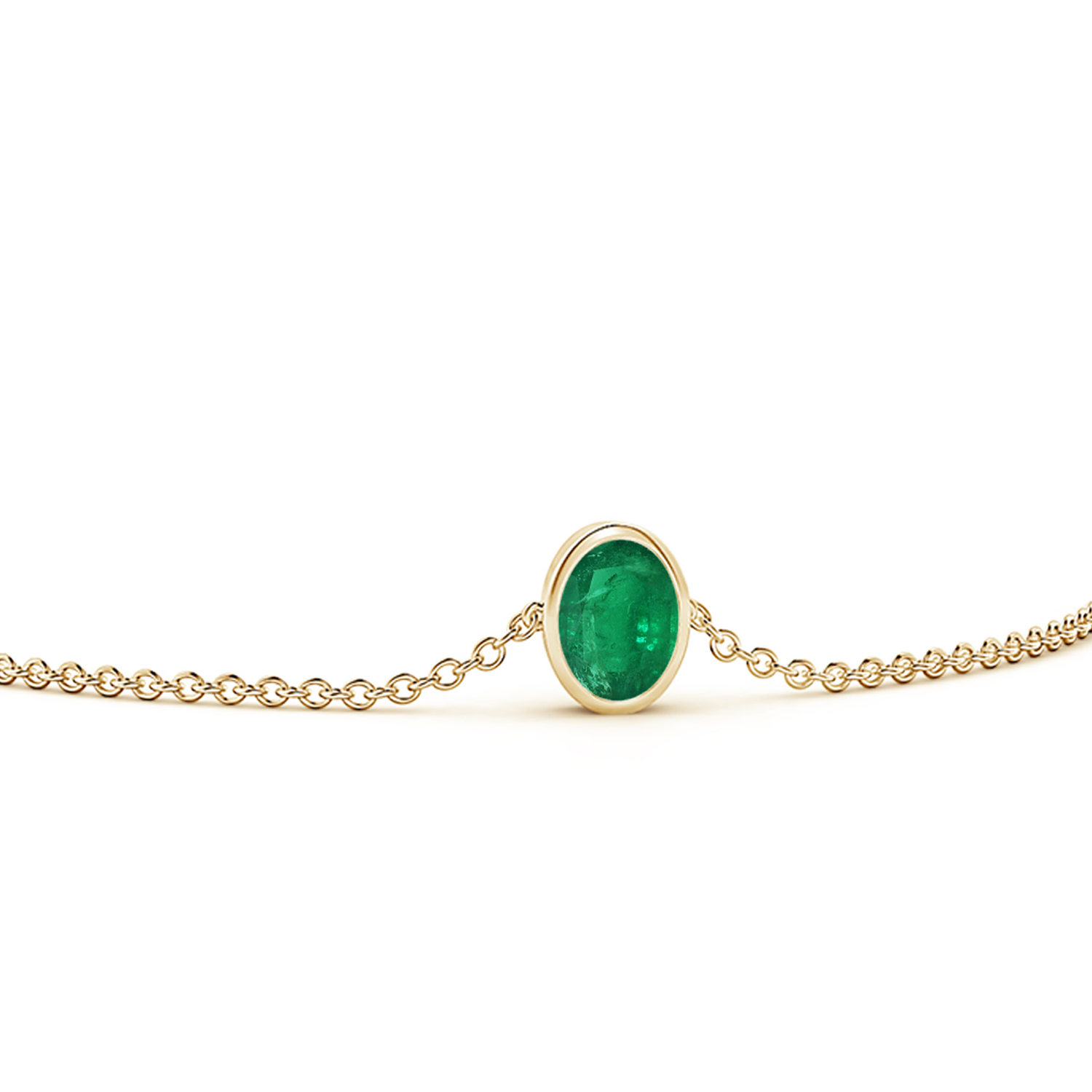 Oval Emerald (Panna) Station Bracelet with Bezel-Set Accents