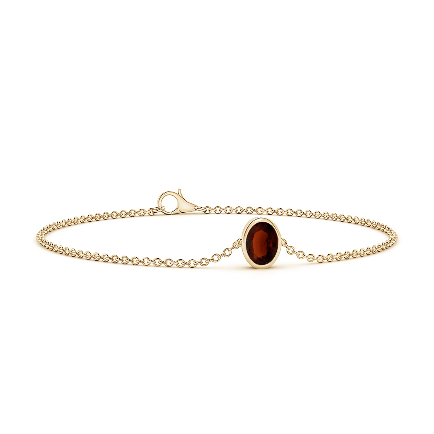 Oval Hessonite (Gomed) Station Bracelet with Bezel-Set Accents