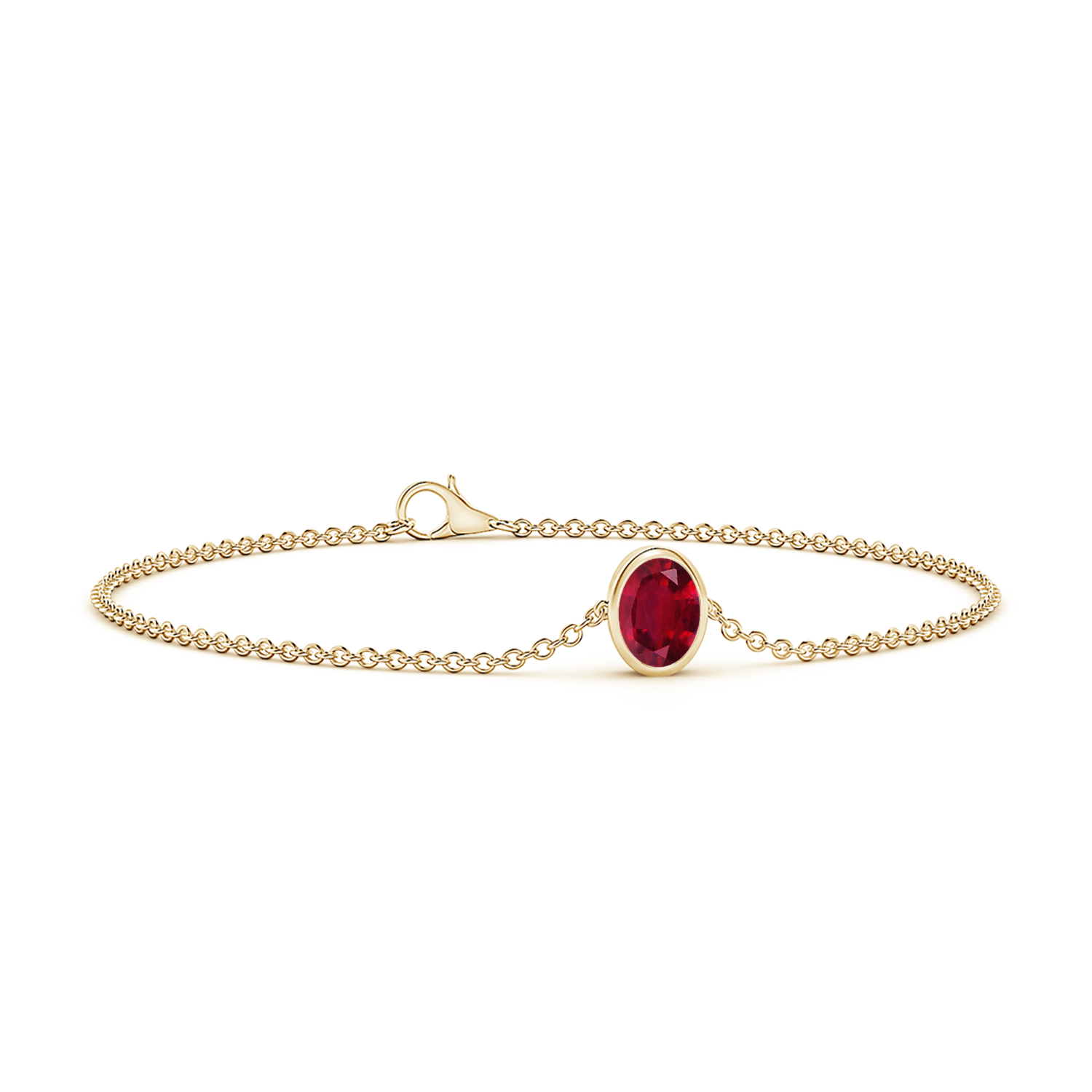 Oval Ruby (Manik) Station Bracelet with Bezel-Set Accents