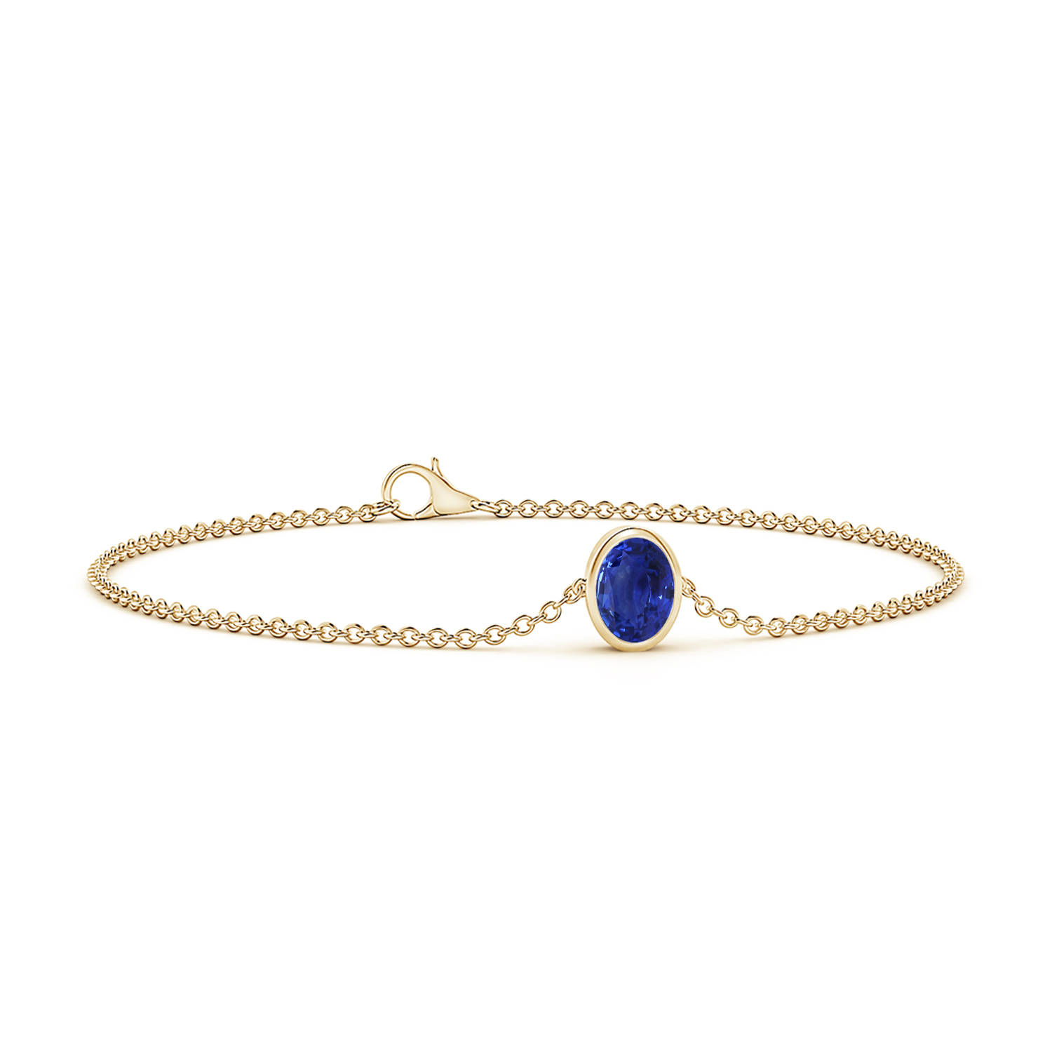 Oval Blue Sapphire (Neelam) Station Bracelet with Bezel-Set Accents