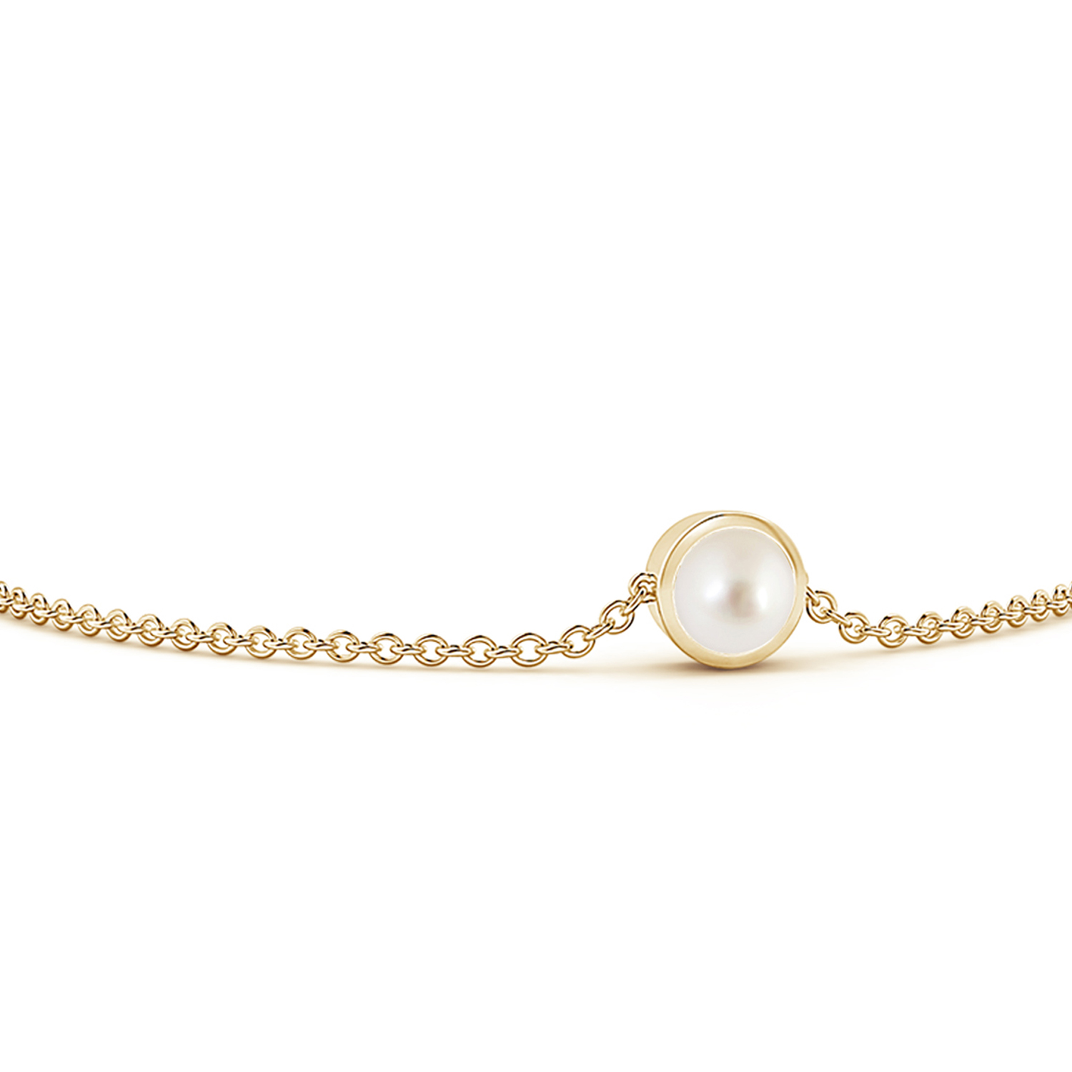 Round Pearl (Moti) Station Bracelet with Bezel-Set Accents