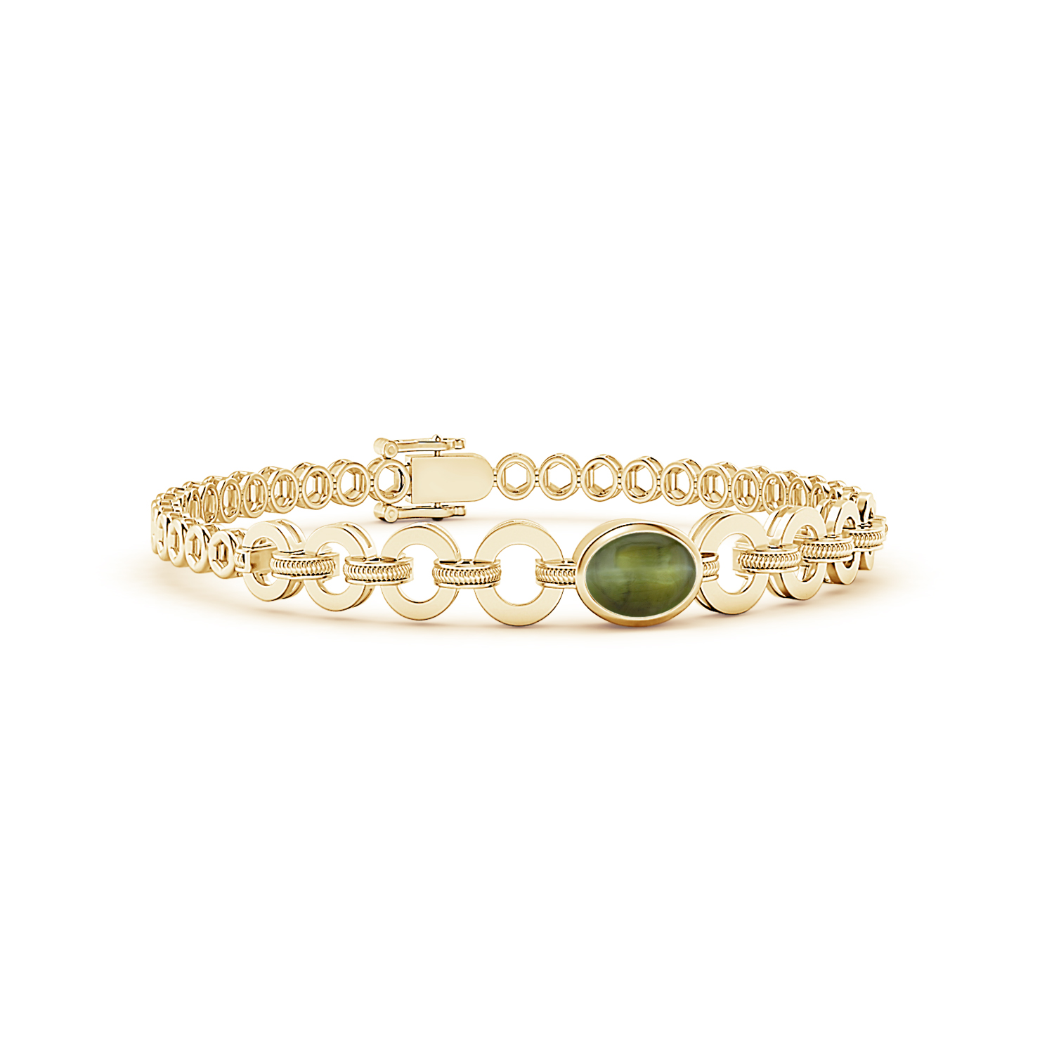 Oval Cat's Eye (Lehsunia) Halo Bracelet
