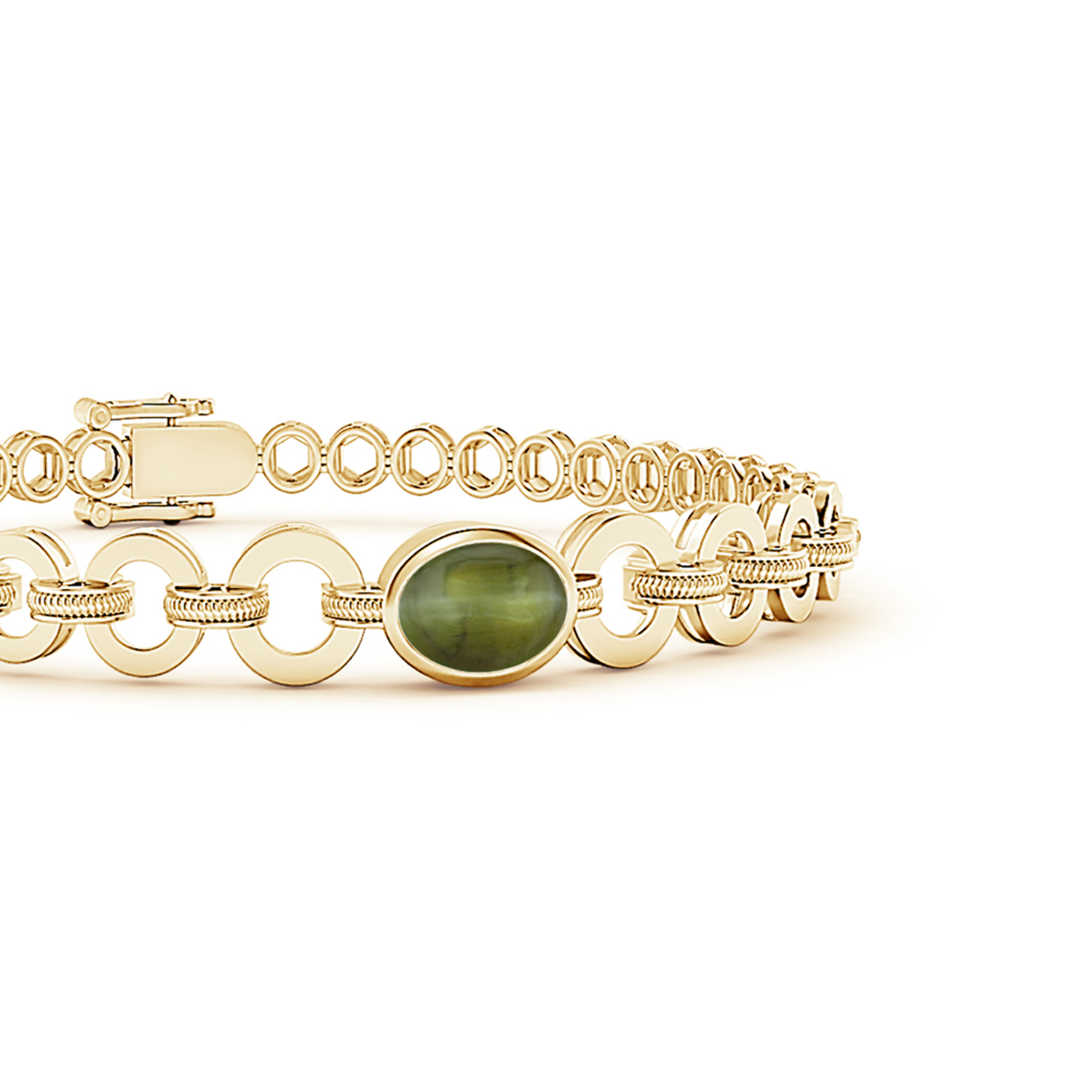Oval Cat's Eye (Lehsunia) Halo Bracelet