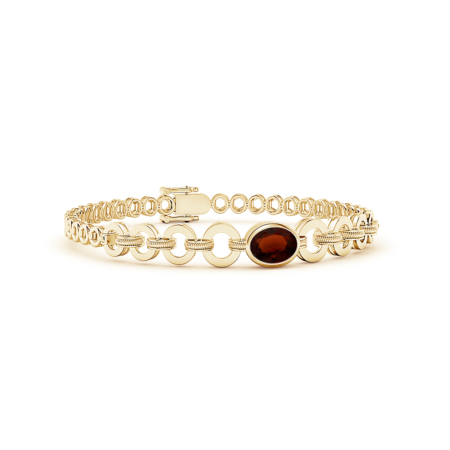 Oval Hessonite (Gomed) Halo Bracelet