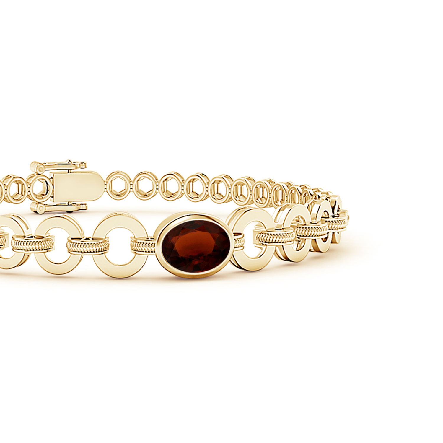 Oval Hessonite (Gomed) Halo Bracelet