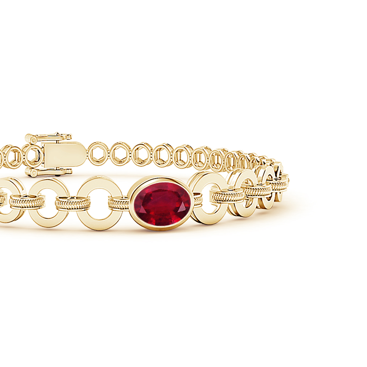 Oval Ruby (Manik) Halo Bracelet