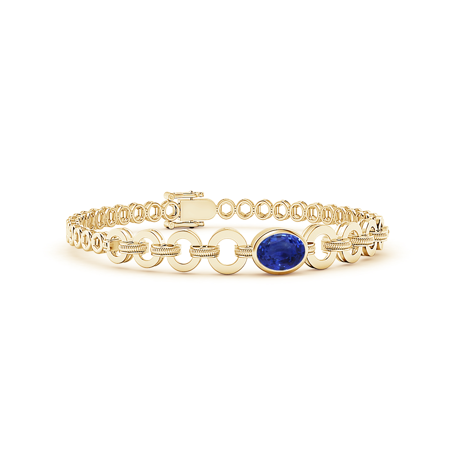 Oval Blue Sapphire (Neelam)) Halo Bracelet