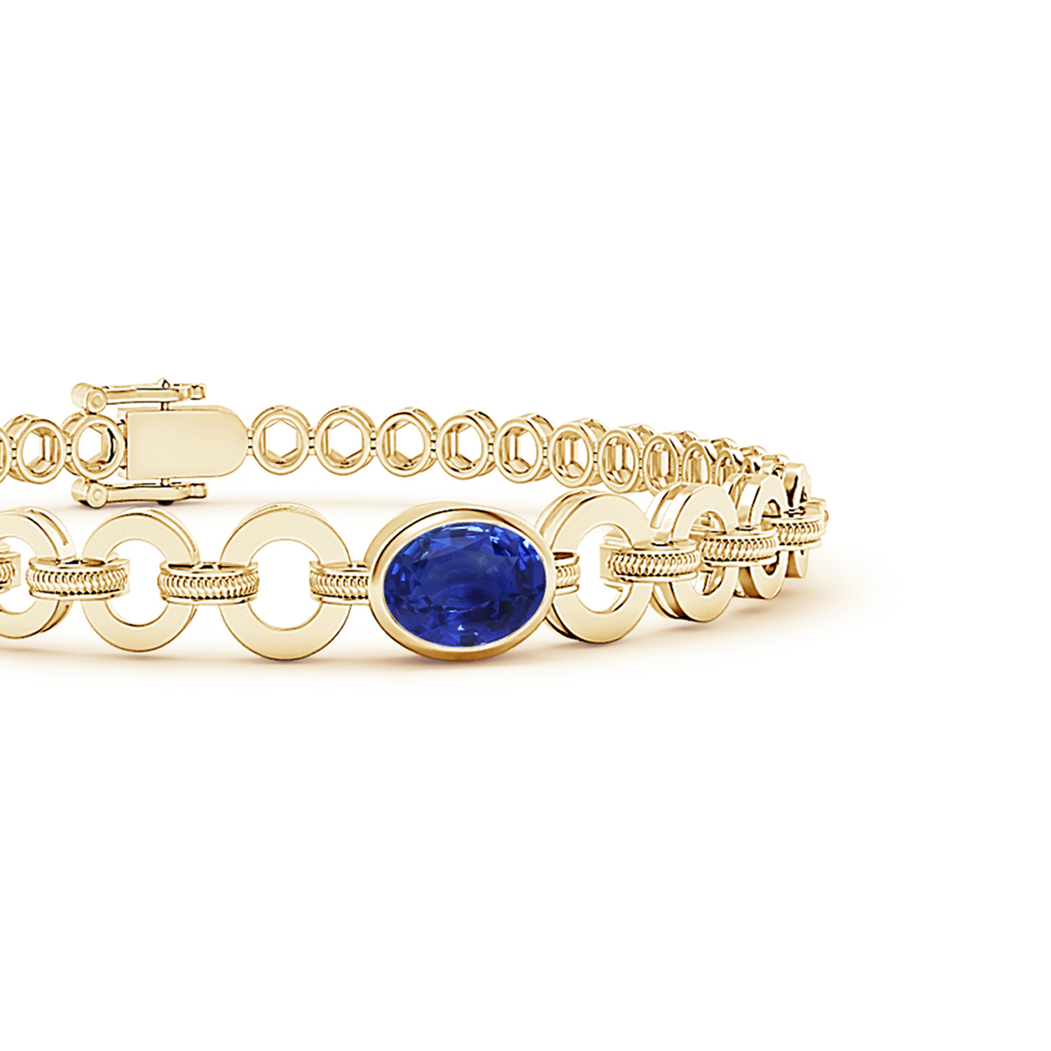Oval Blue Sapphire (Neelam)) Halo Bracelet