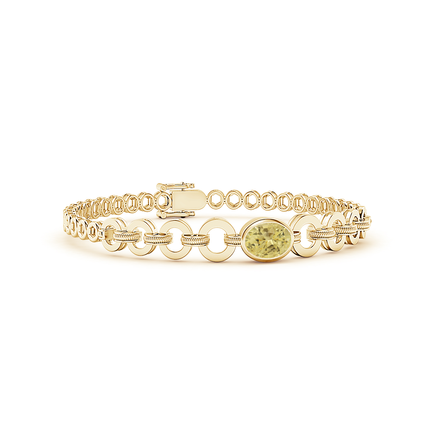 Oval Yellow Sapphire (Pukhraj) Halo Bracelet