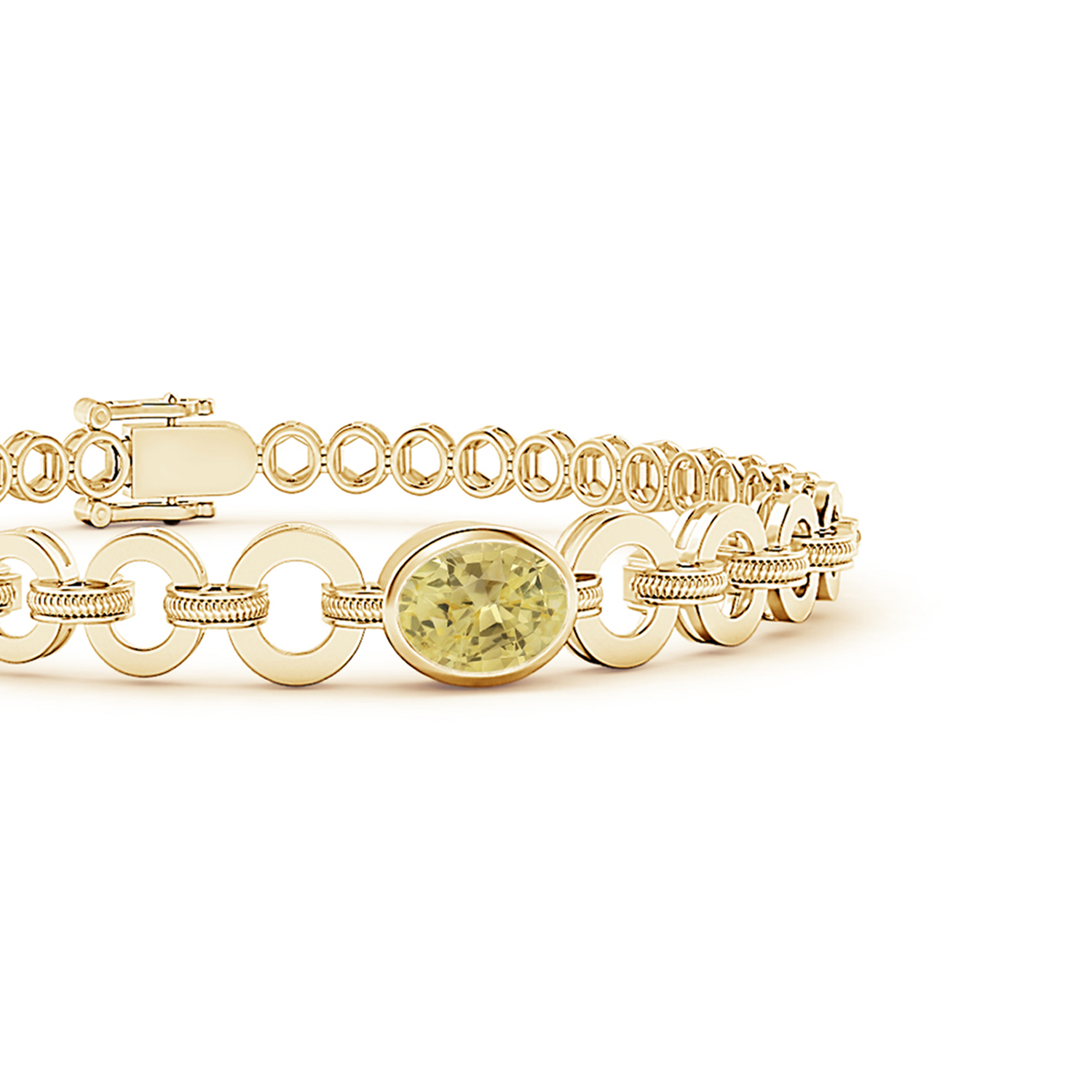Oval Yellow Sapphire (Pukhraj) Halo Bracelet