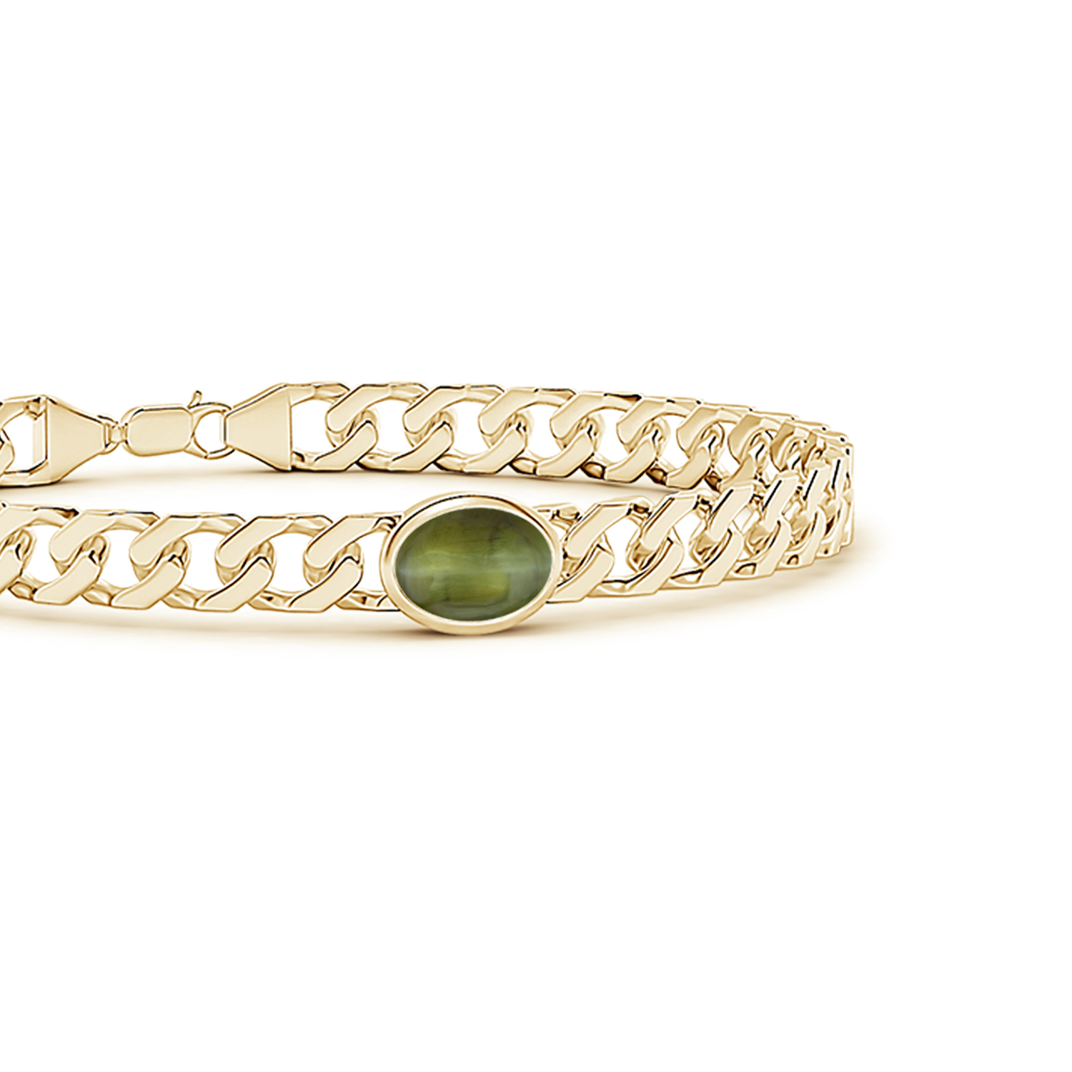 Oval Cat's Eye (Lehsunia) Curb Chain Bracelet