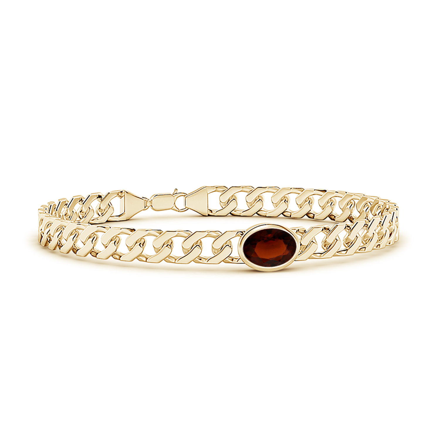 Oval Hessonite (Gomed) Curb Chain Bracelet