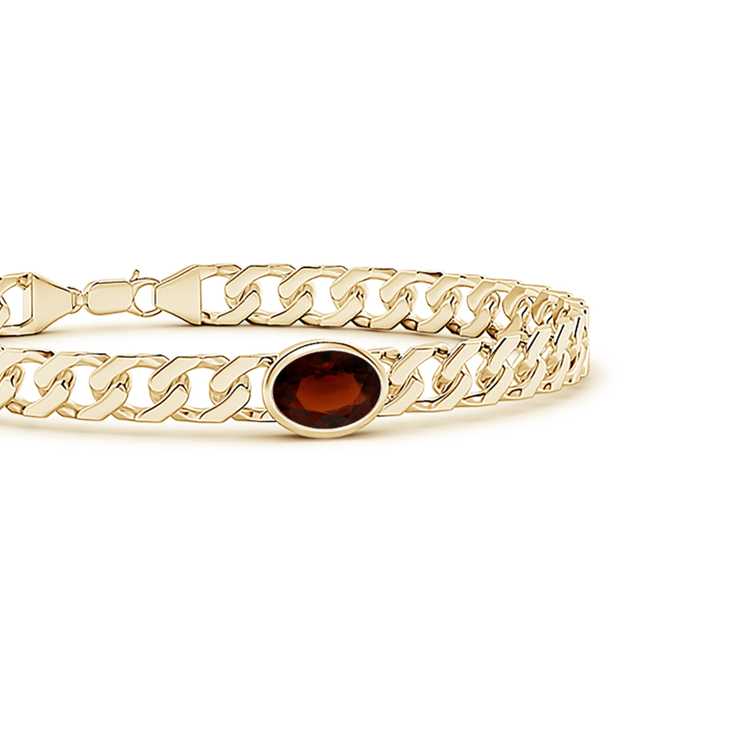 Oval Hessonite (Gomed) Curb Chain Bracelet