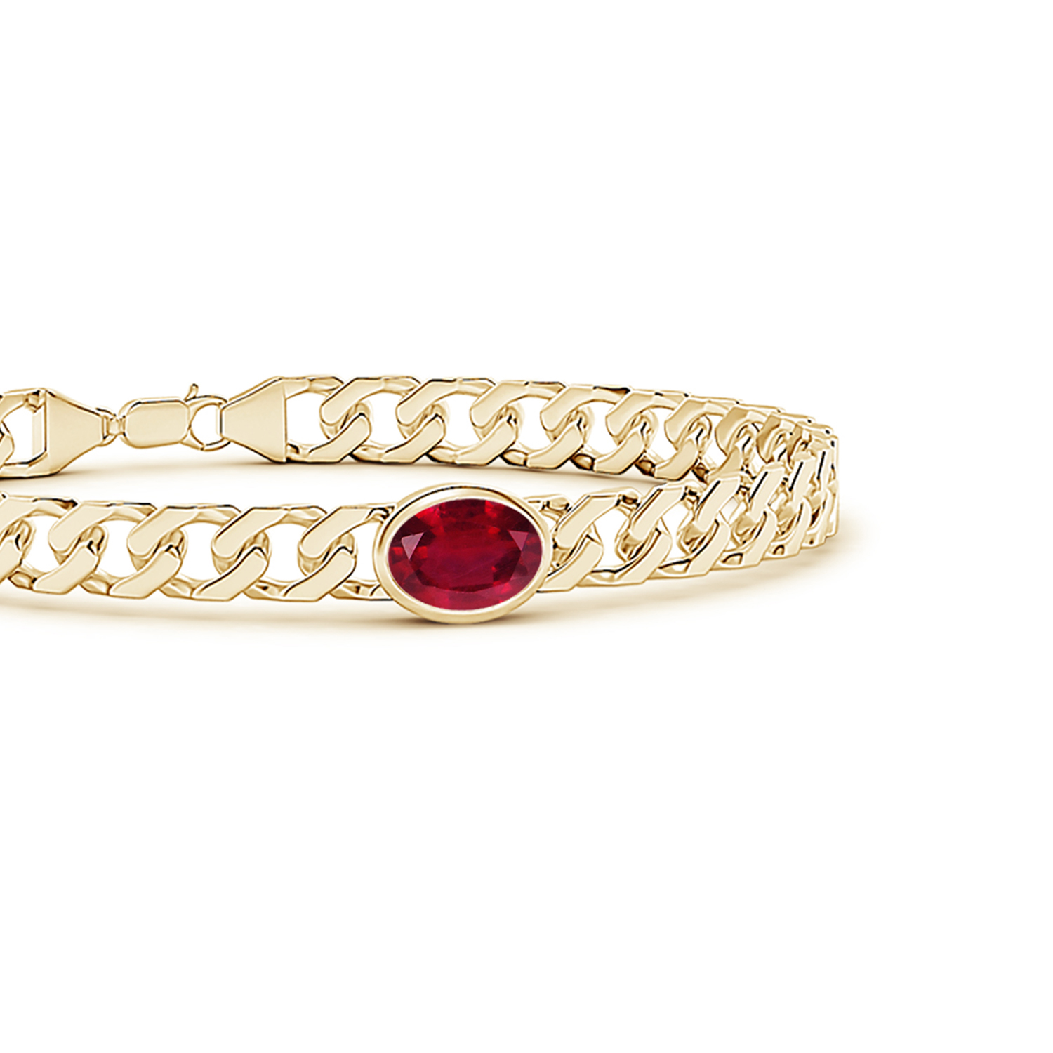 Oval Ruby (Manik) Curb Chain Bracelet