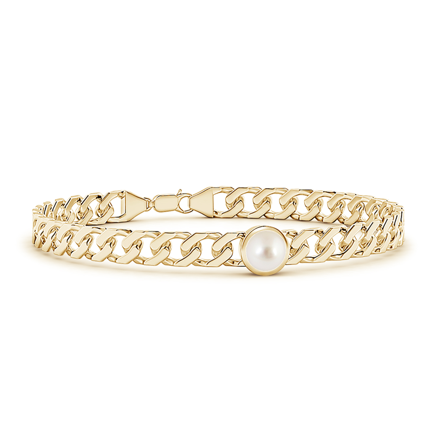 Round Pearl (Moti) Curb Chain Bracelet