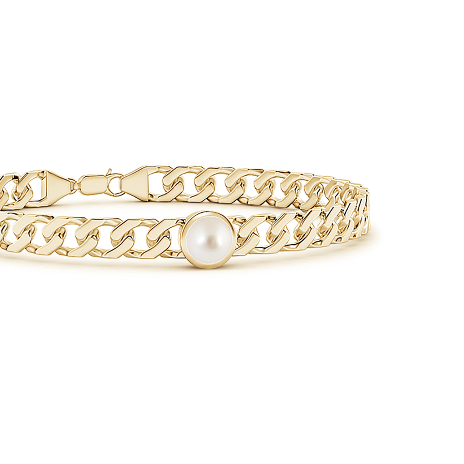 Round Pearl (Moti) Curb Chain Bracelet