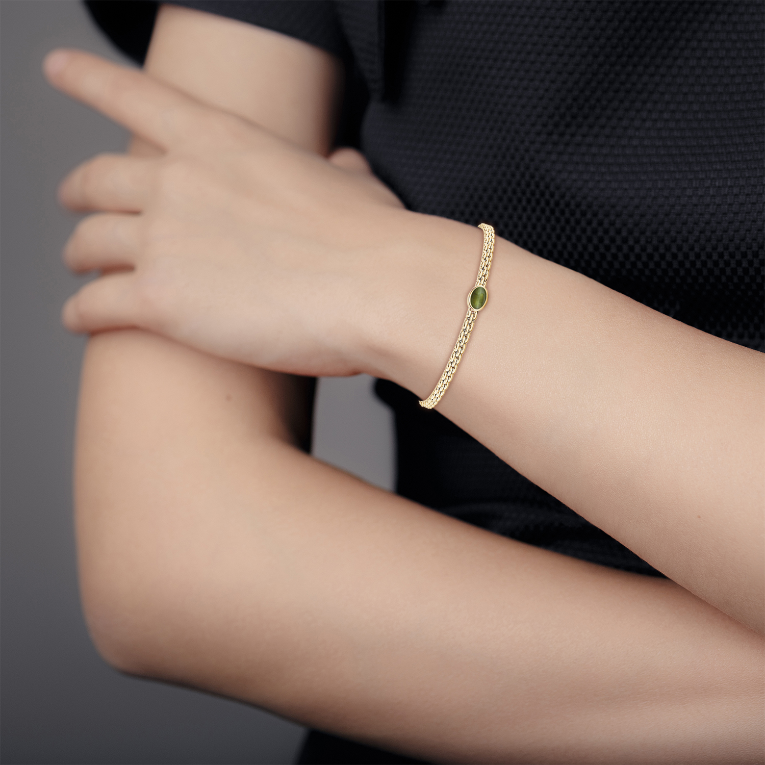 Oval Cat's Eye (Lehsunia) Link Bracelet