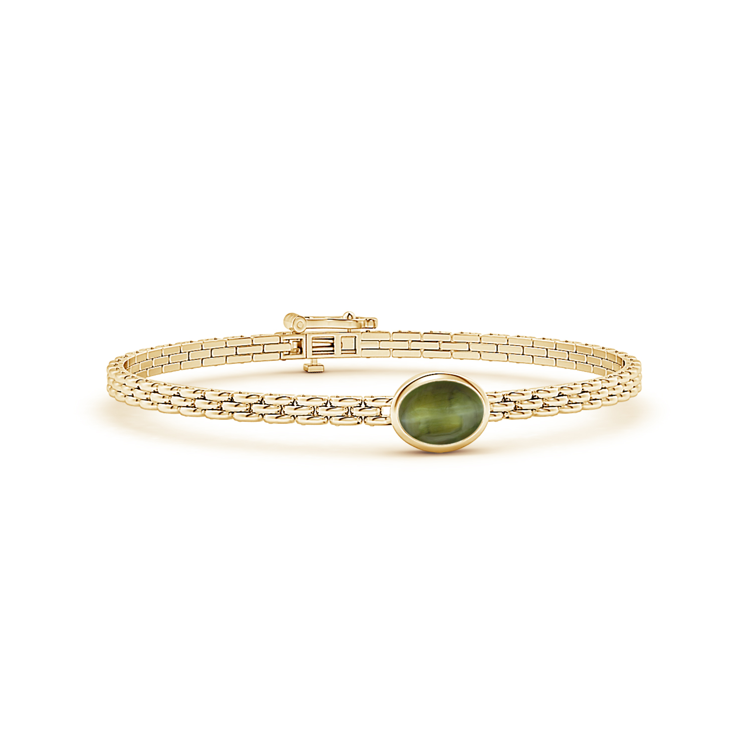 Oval Cat's Eye (Lehsunia) Link Bracelet