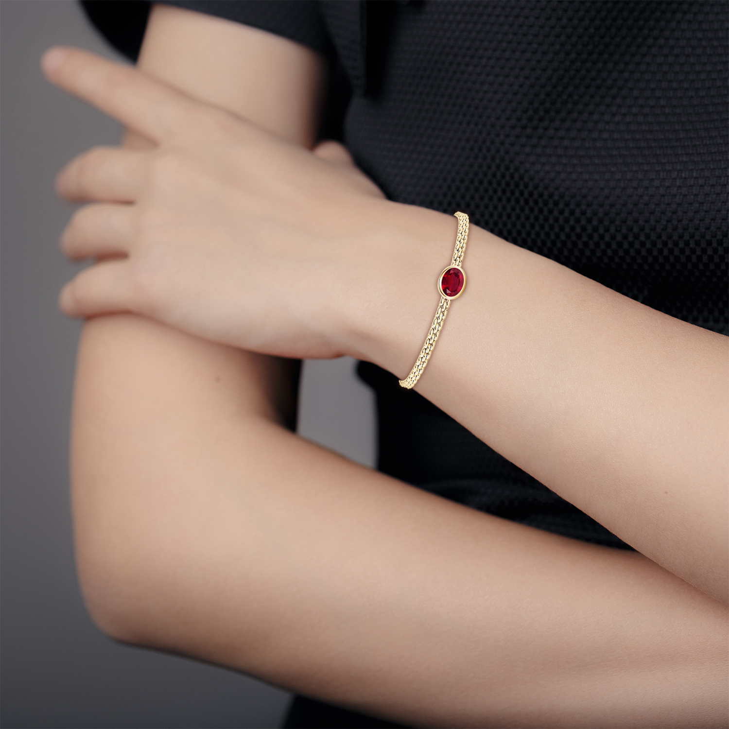 Oval Ruby (Manik) Link Bracelet