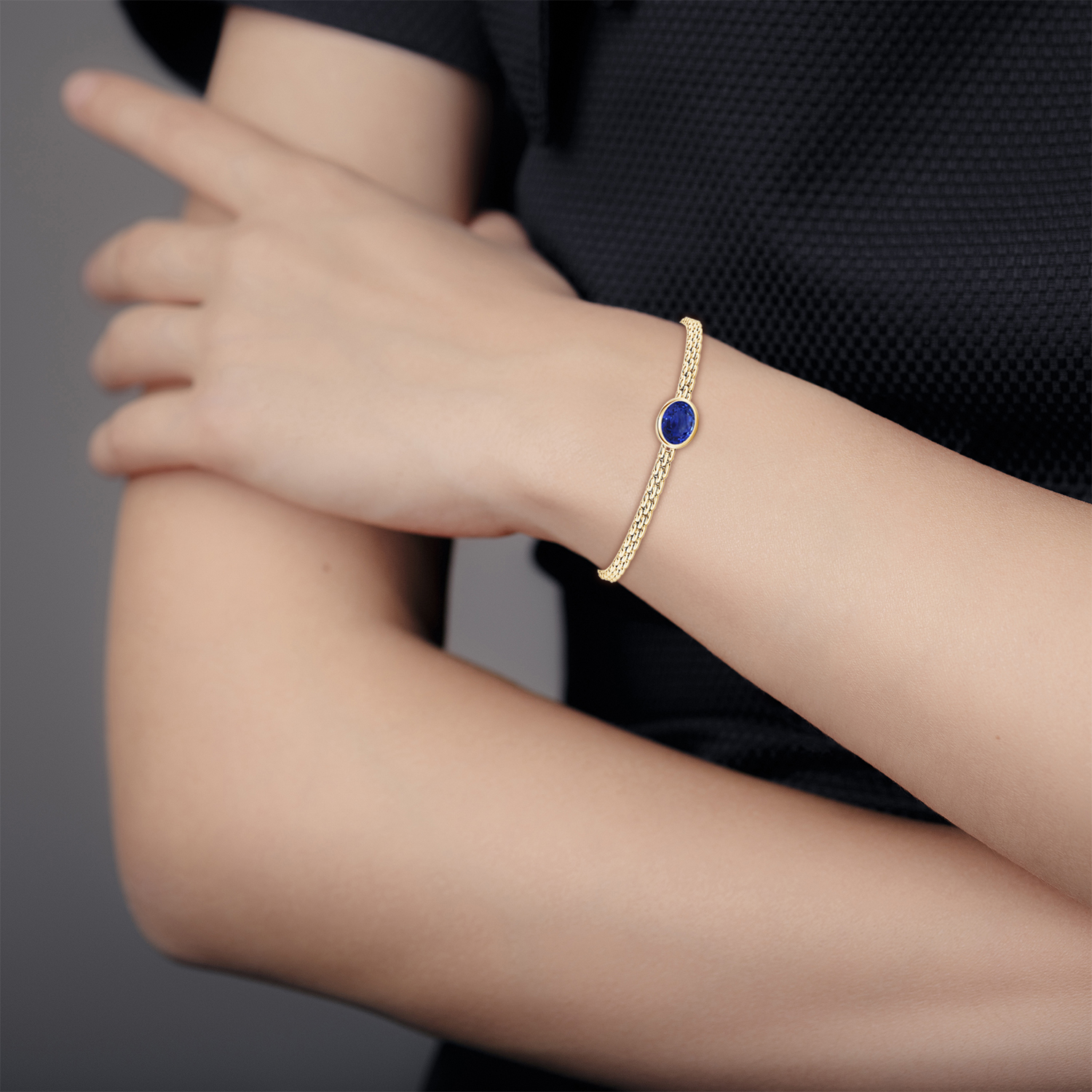 Oval Blue Sapphire (Neelam) Link Bracelet