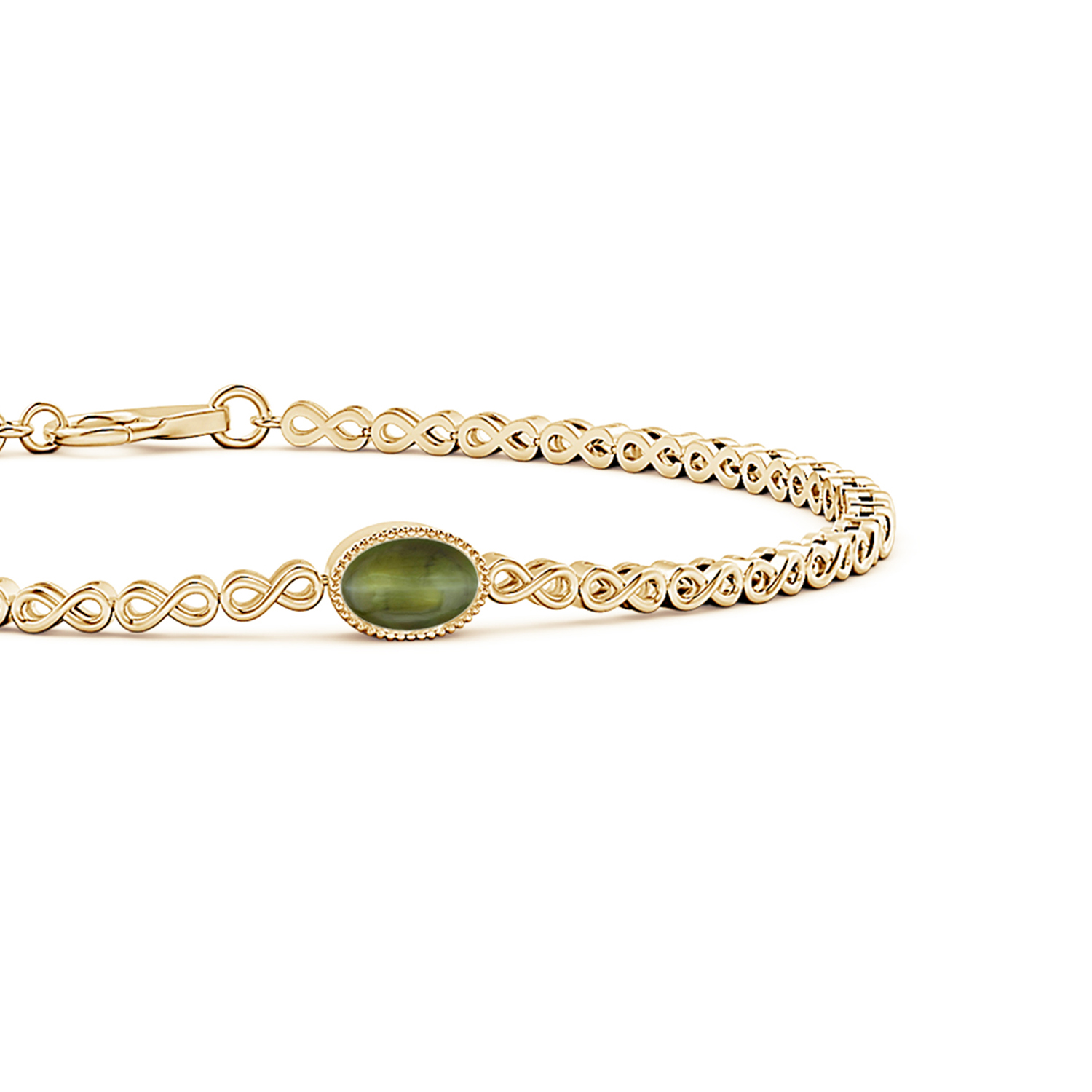 Oval Cat's Eye (Lehsunia) Infinity Link Bracelet with Milgrain