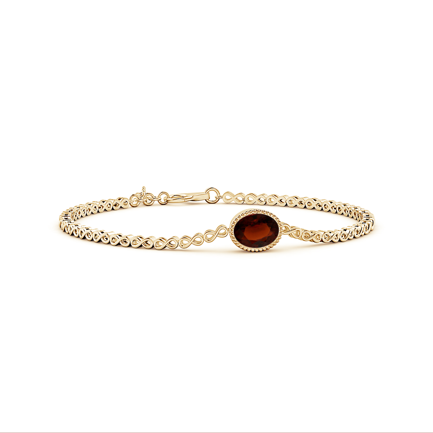 Oval Hessonite (Gomed) Infinity Link Bracelet with Milgrain