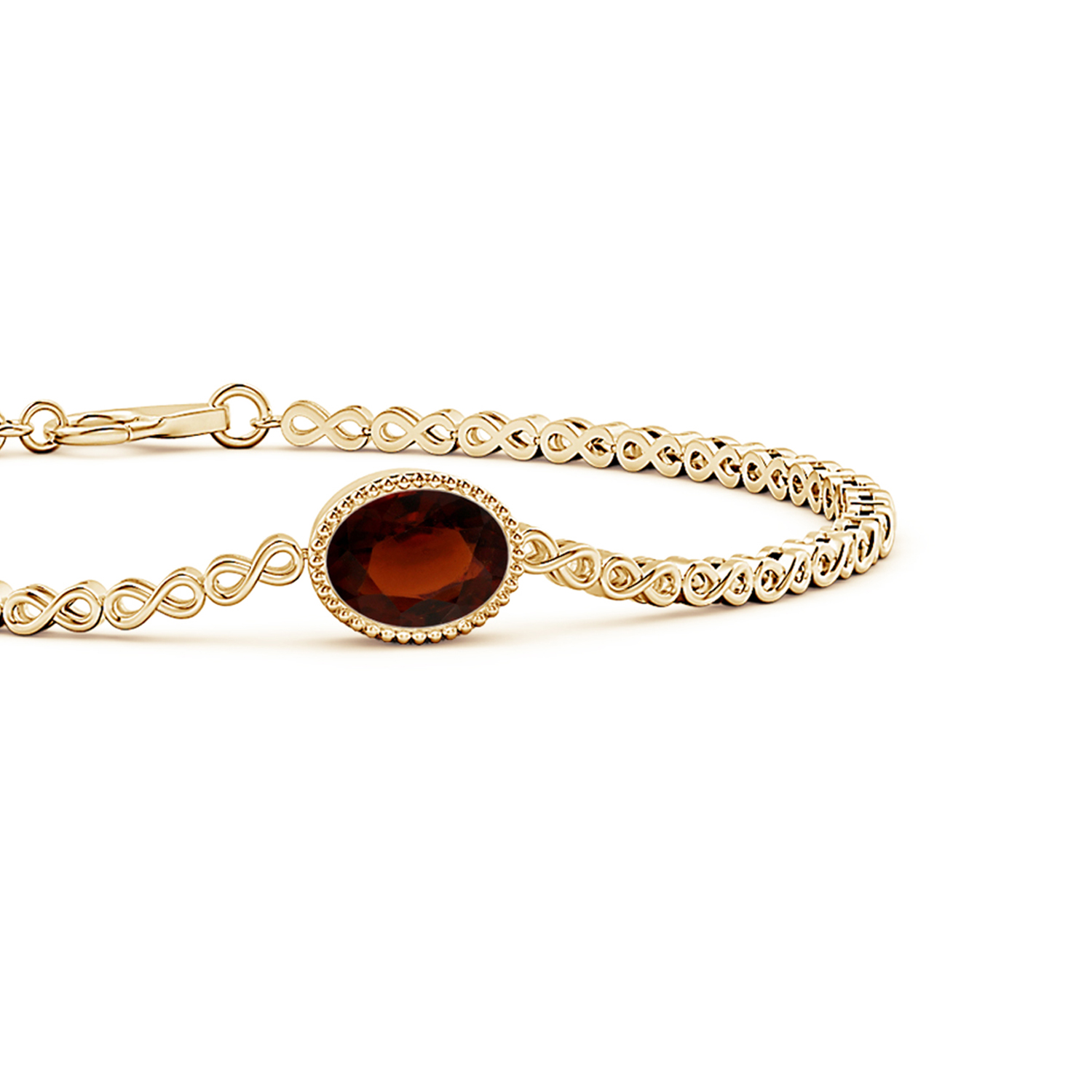 Oval Hessonite (Gomed) Infinity Link Bracelet with Milgrain