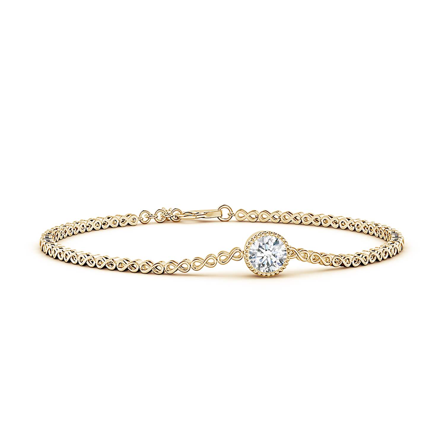 Round Diamond (Heera) Infinity Link Bracelet with Milgrain