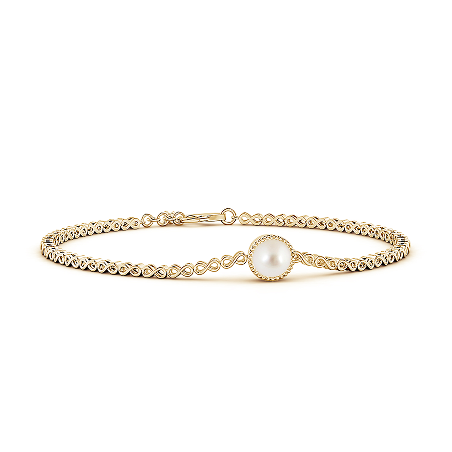 Round Pearl (Moti) Infinity Link Bracelet with Milgrain