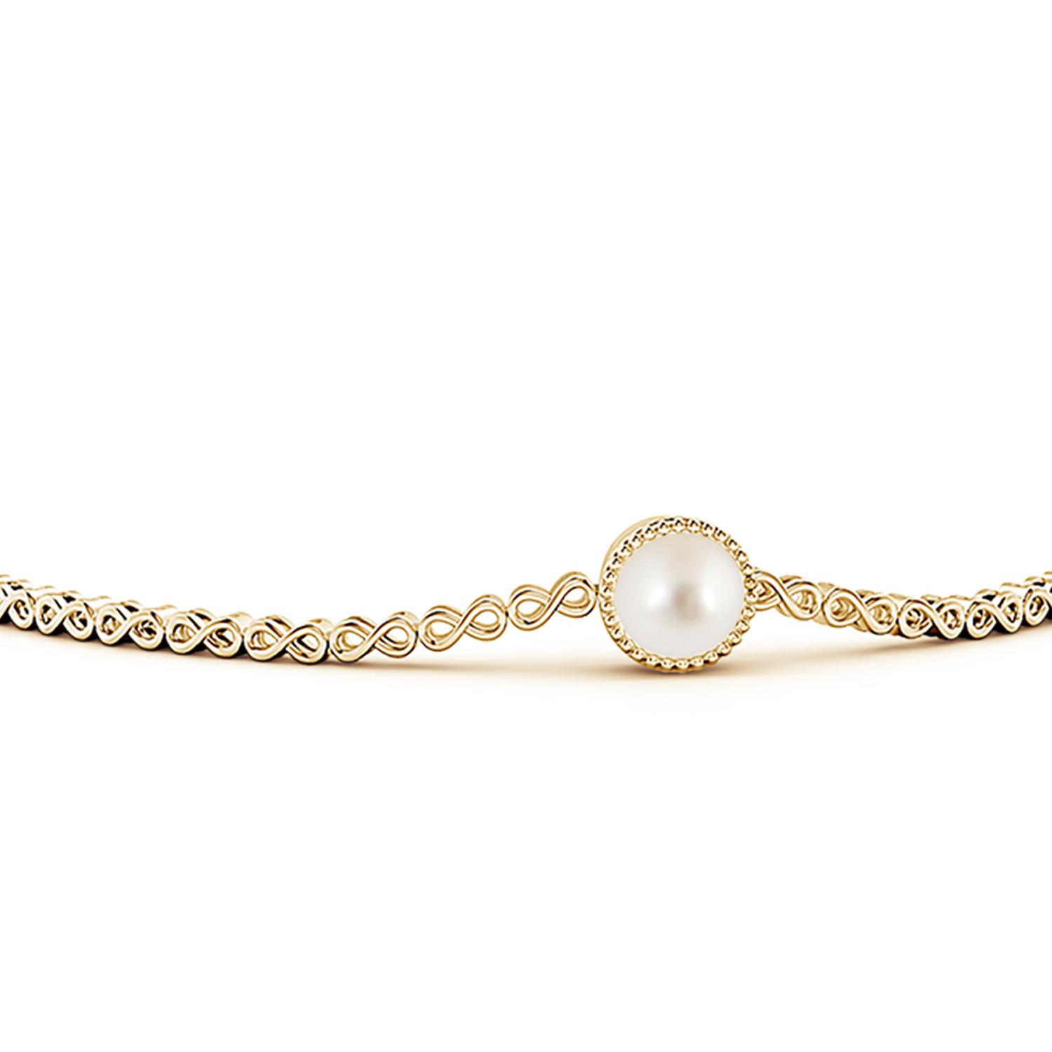 Round Pearl (Moti) Infinity Link Bracelet with Milgrain
