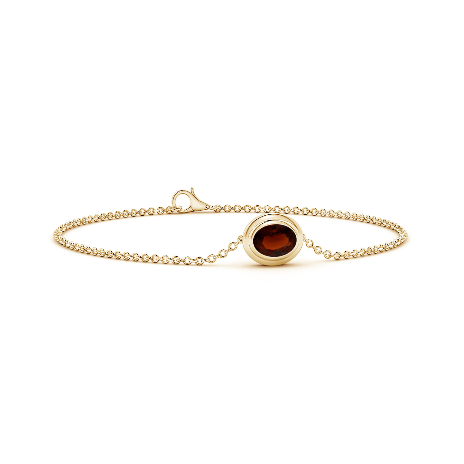 Bezel-Set Oval Hessonite (Gomed) Chain Bracelet