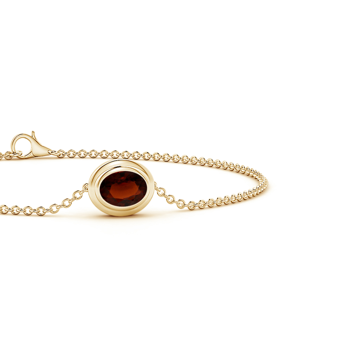 Bezel-Set Oval Hessonite (Gomed) Chain Bracelet