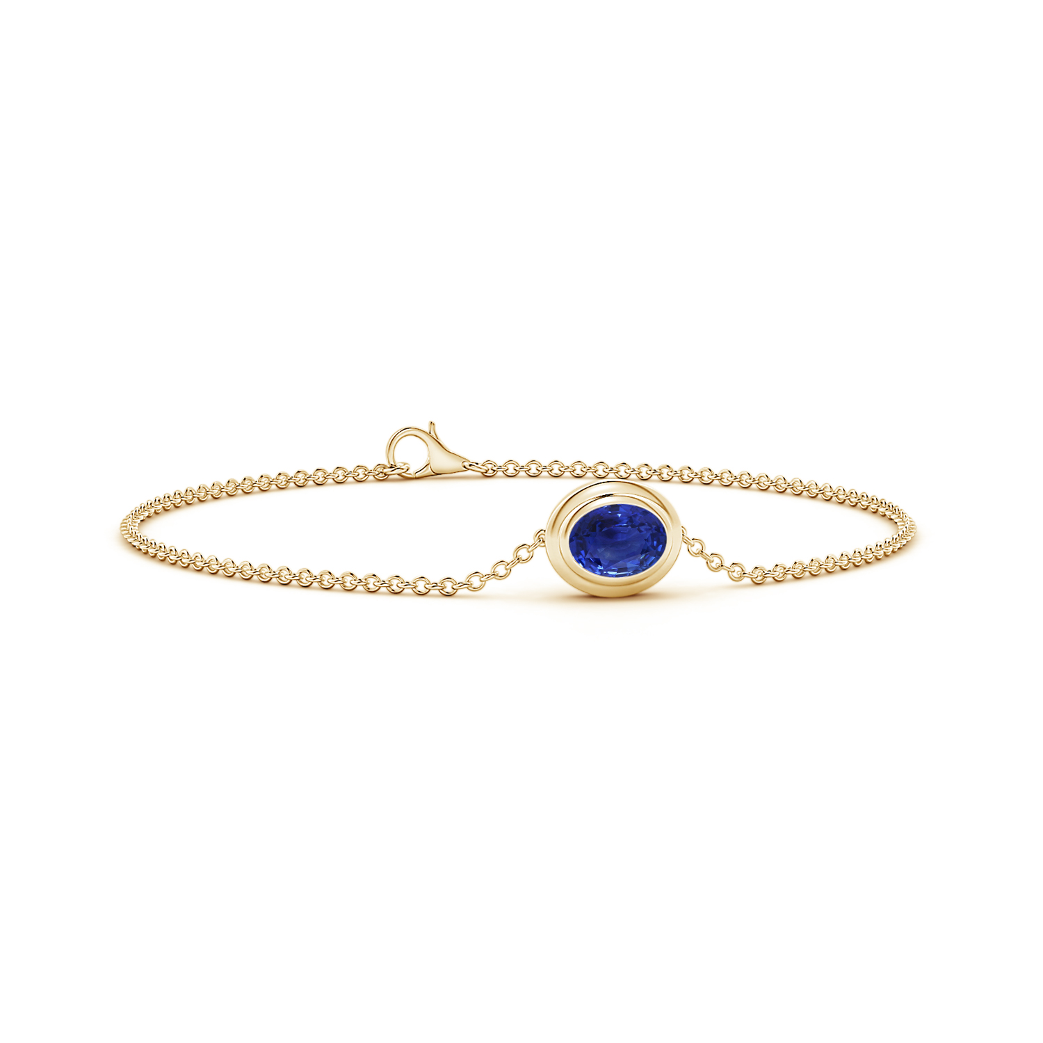 Bezel-Set Oval Blue Sapphire (Neelam) Chain Bracelet