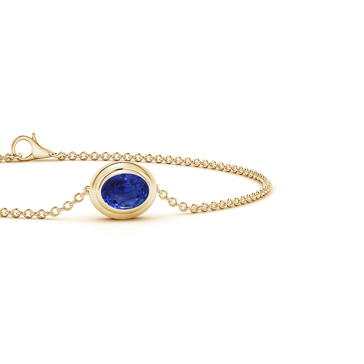 Bezel-Set Oval Blue Sapphire (Neelam) Chain Bracelet