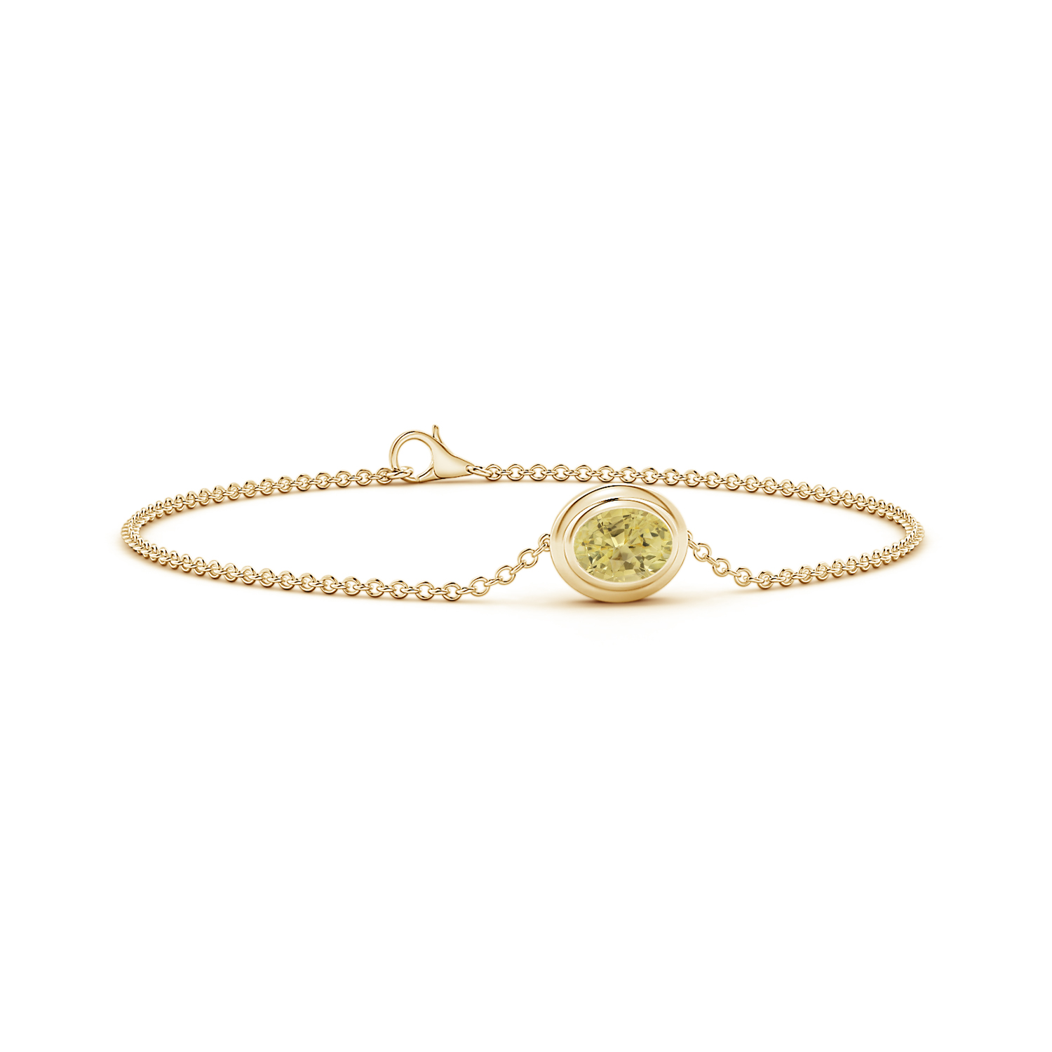 Bezel-Set Oval Yellow Sapphire (Pukhraj) Chain Bracelet