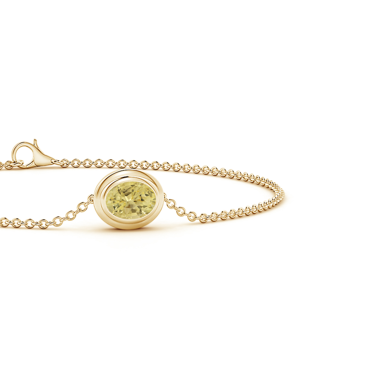 Bezel-Set Oval Yellow Sapphire (Pukhraj) Chain Bracelet