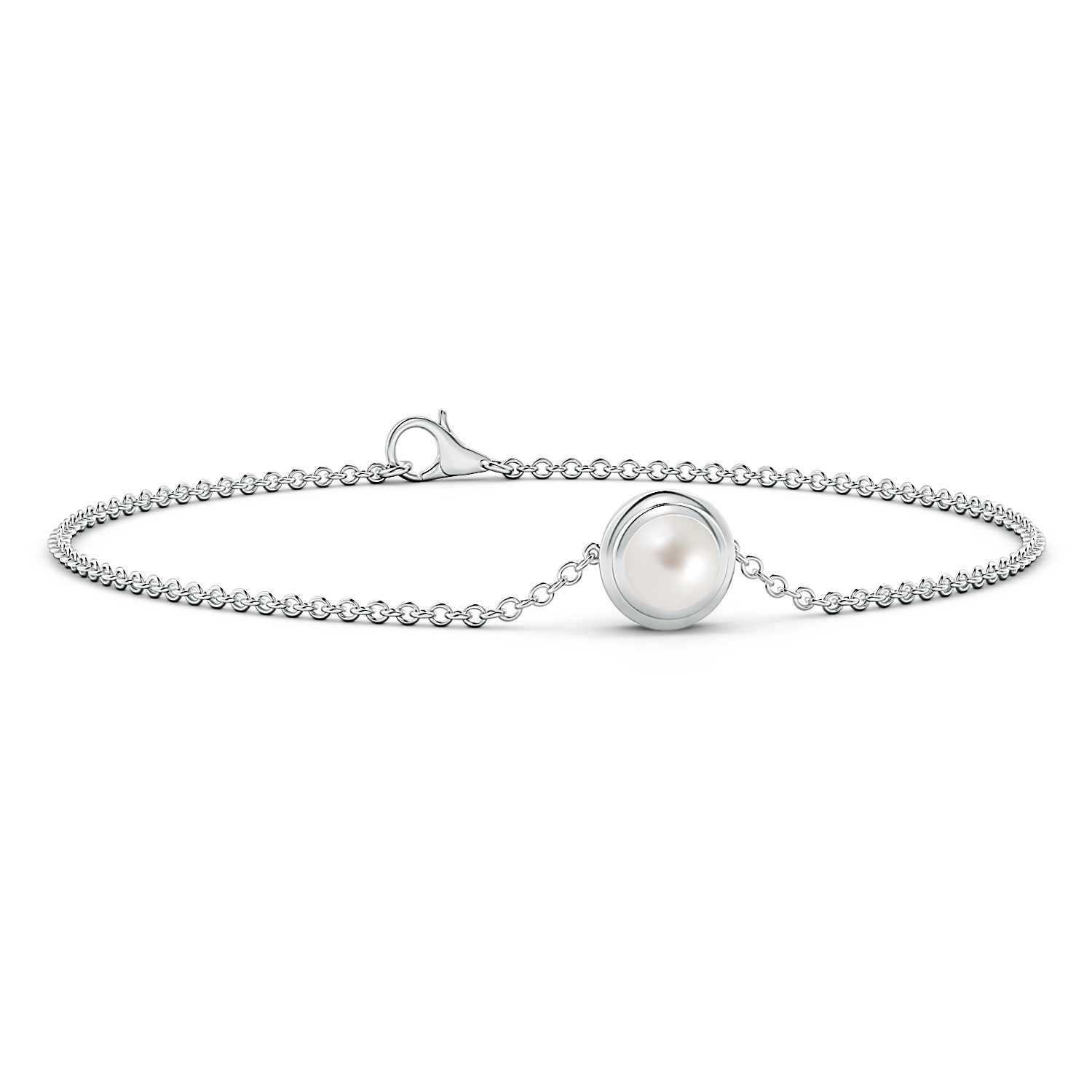 Bezel-Set Round Pearl (Moti) Chain Bracelet