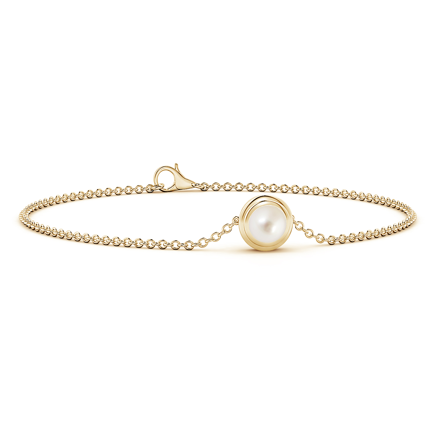 Bezel-Set Round Pearl (Moti) Chain Bracelet