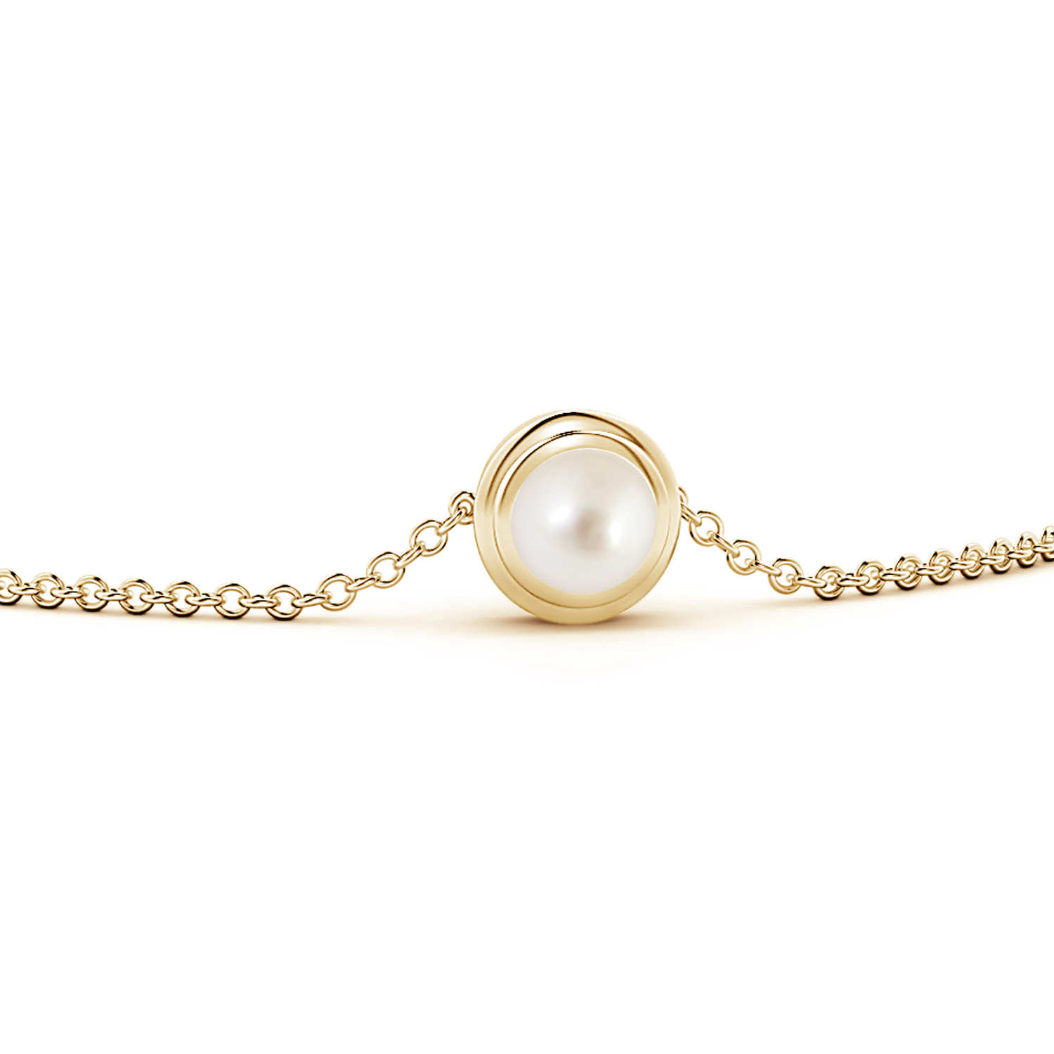 Bezel-Set Round Pearl (Moti) Chain Bracelet