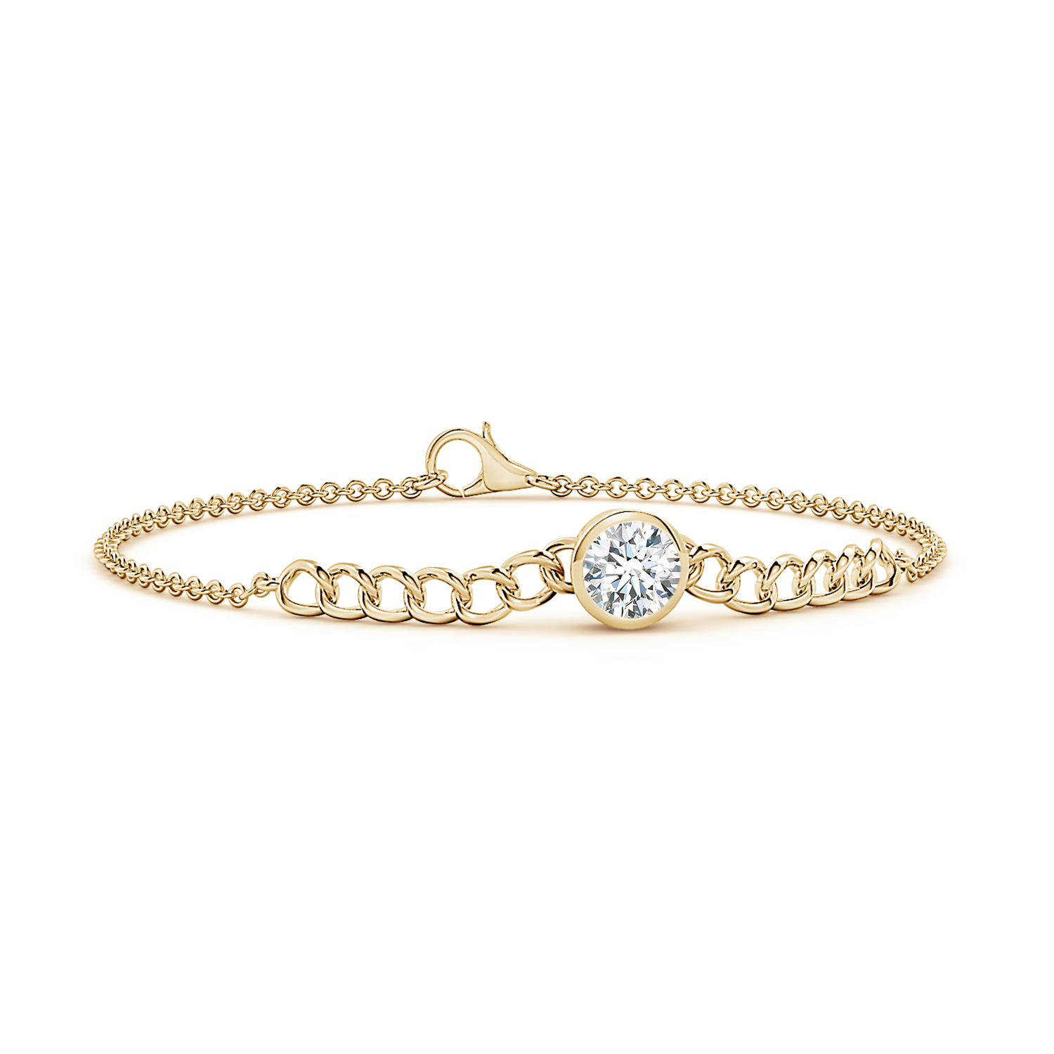 Round Diamond (Heera) Solitaire Curb Chain Bracelet