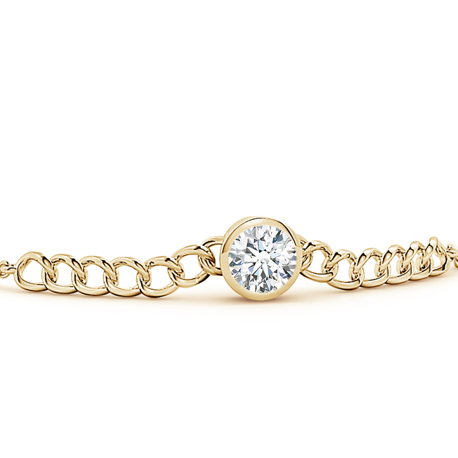 Round Diamond (Heera) Solitaire Curb Chain Bracelet