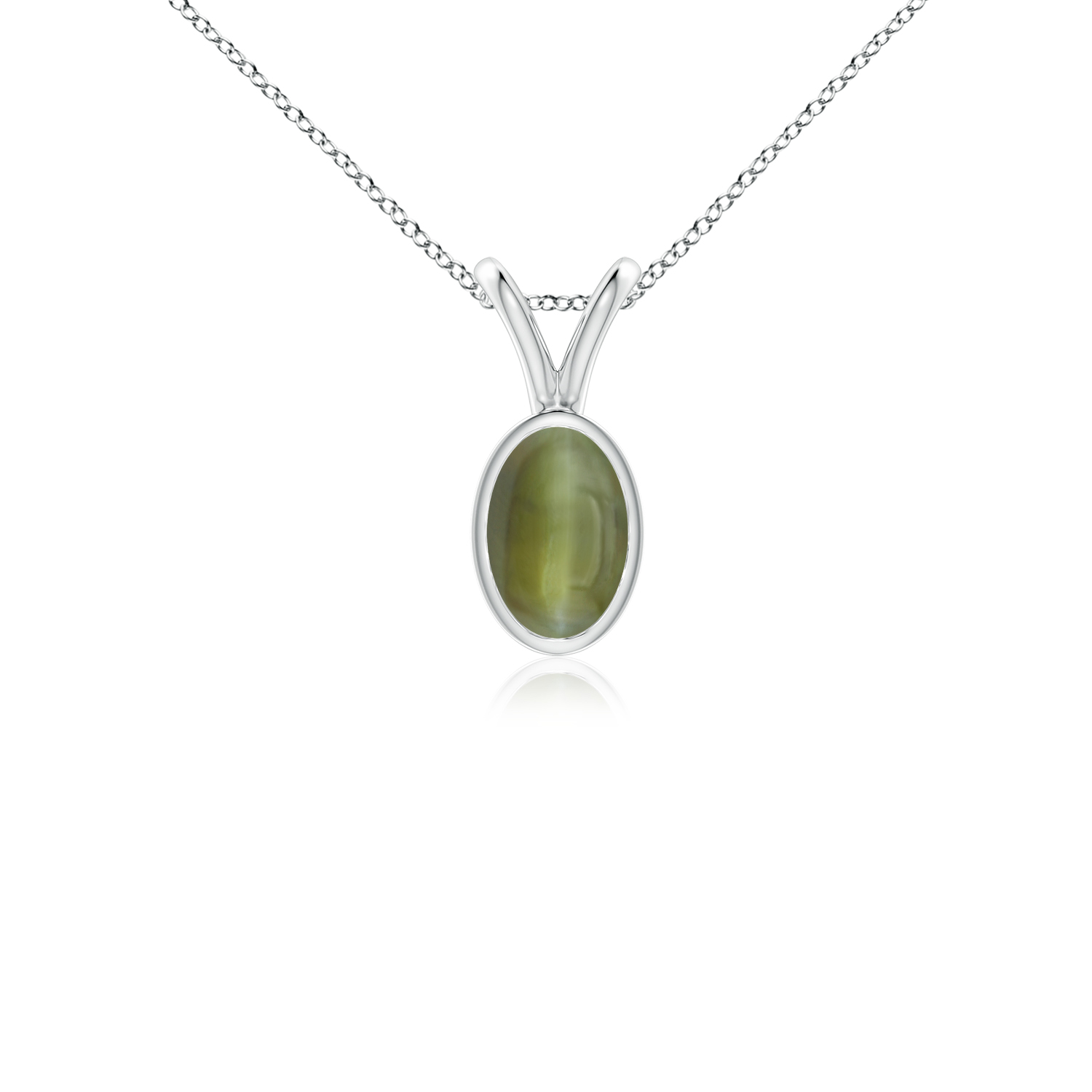 V-Bale Oval Cats Eye (Lahsuniya) Solitaire Pendant