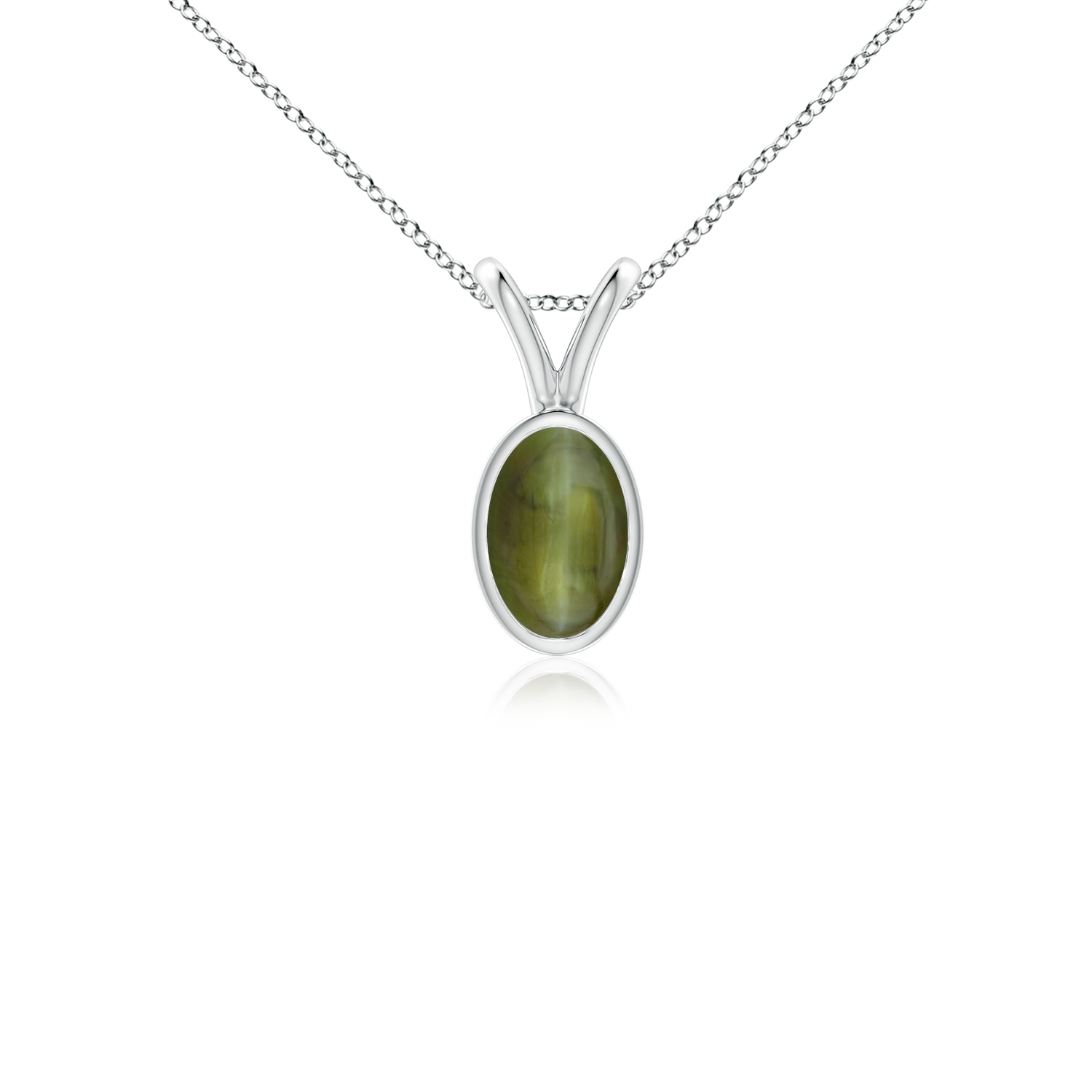 V-Bale Oval Cats Eye (Lahsuniya) Solitaire Pendant