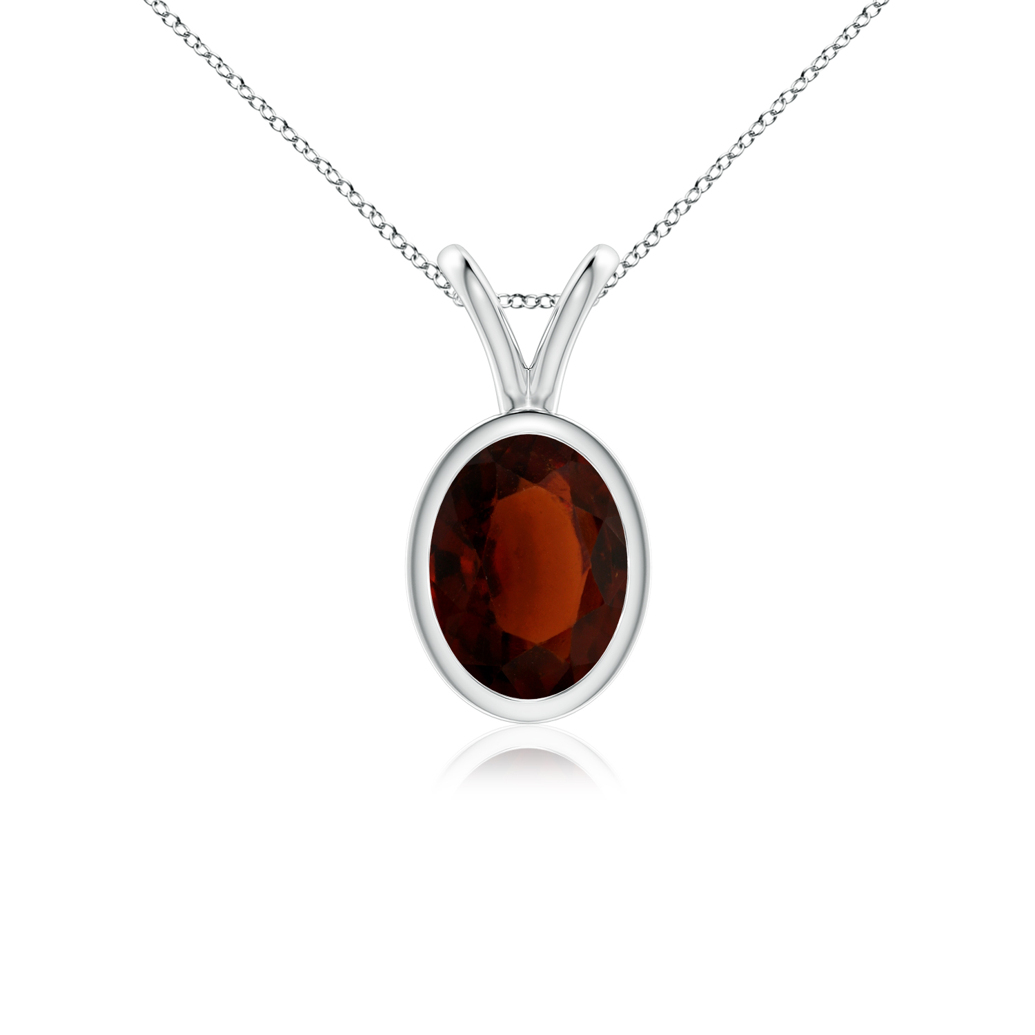 V-Bale Oval Hessonite (Gomed) Solitaire Pendant